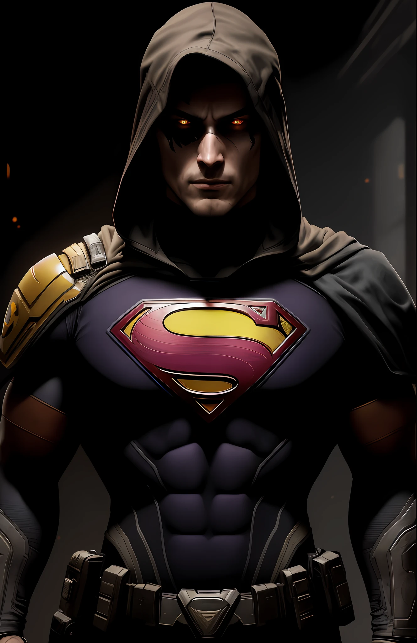 (dark shot: 1.1), epic realistic, Superman Violet Lantern from DC, gradient yellow, black, brown and magenta color scheme, grunge aesthetics!!! graffiti tag wall background, art by Greg Rutkowski and artgerm, soft cinematic light, Adobe Lightroom, darkroom, HDR, intricate, highly detailed, (depth of field: 1.4), faded, (neutral colors: 1.2), (hdr: 1.4), (muted colors: 1.2), hyper-detail (artstation: 1.4), cinematic, warm light, dramatic light (complex details: 1.1)