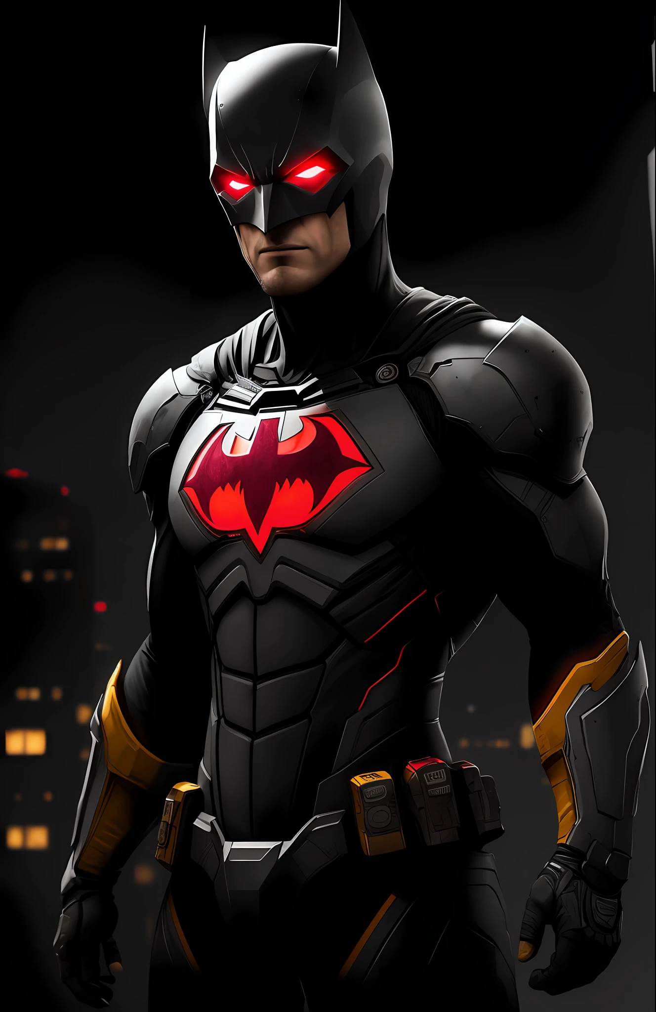 (dark shot: 1.1), epic realistic, Batman Red Lantern from DC, yellow gradient, black, brown and magenta color scheme, grunge aesthetic!!! graffiti tag wall background, art by Greg Rutkowski and artgerm, soft cinematic light, Adobe Lightroom, darkroom, HDR, intricate, highly detailed, (depth of field: 1.4), faded, (neutral colors: 1.2), (hdr: 1.4), (muted colors: 1.2), hyper-detail (artstation: 1.4), cinematic, warm light, dramatic light (complex details: 1.1)