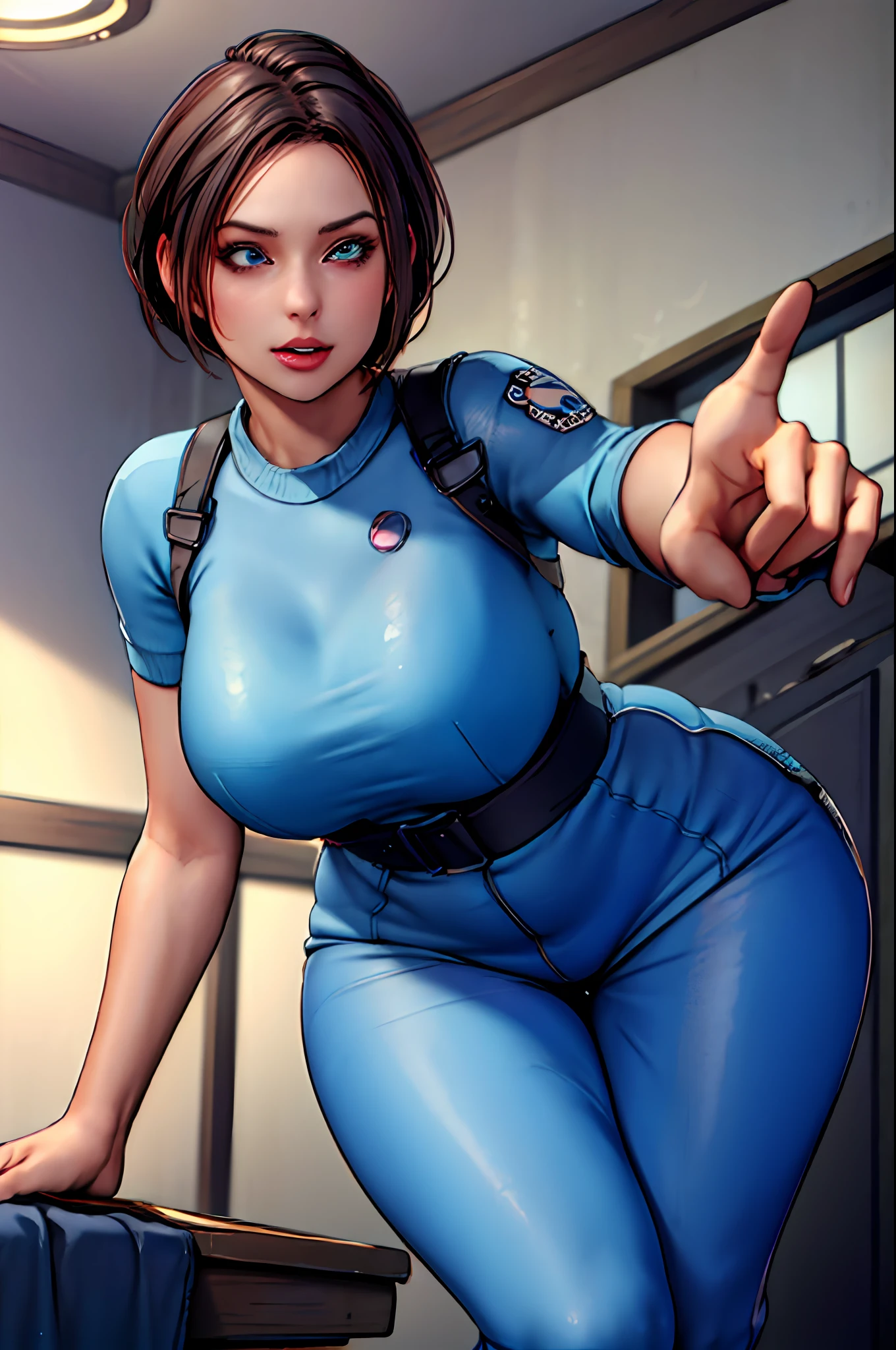 Jill valentine, sexy dress, sexy pose, curvy hourglass body.