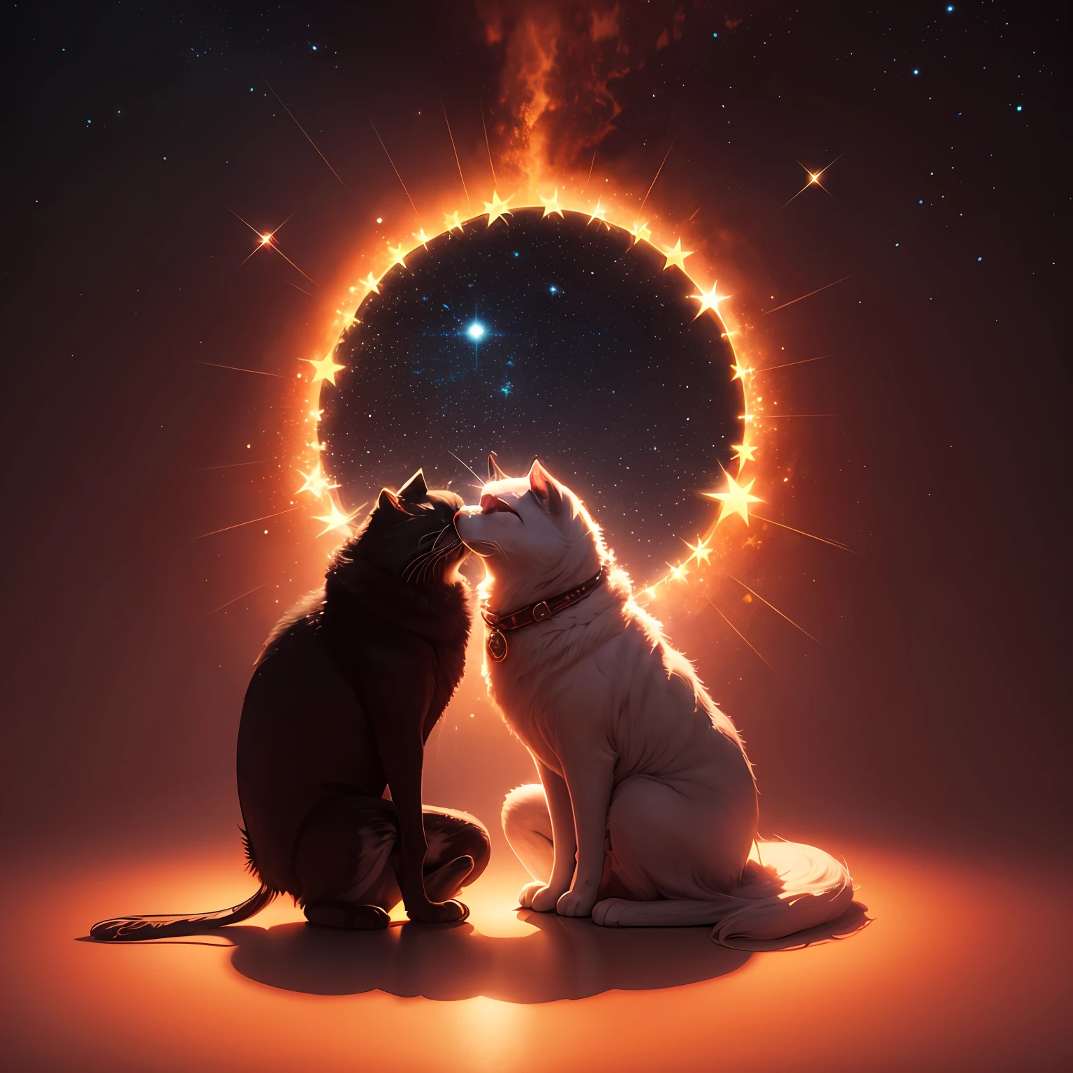On a red background we are engaged to a star --auto