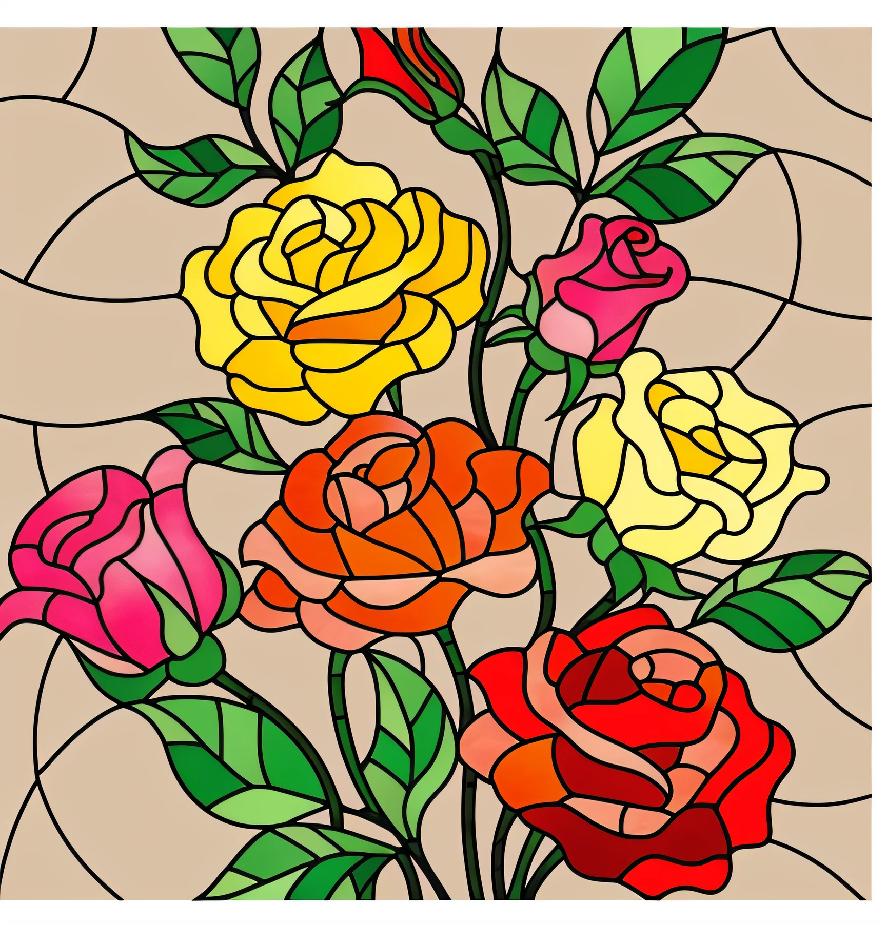 a close up of a stained glass picture of a bunch of roses, stained glass style, stained glass background, stained glass art, roses background, decorative roses, with colored flowers, stained glass, maxim verehin stained glass, stain glass, rosses, roses, rose background, stained glass window, translucent roses ornate, gothic stained glass style, bouquet
