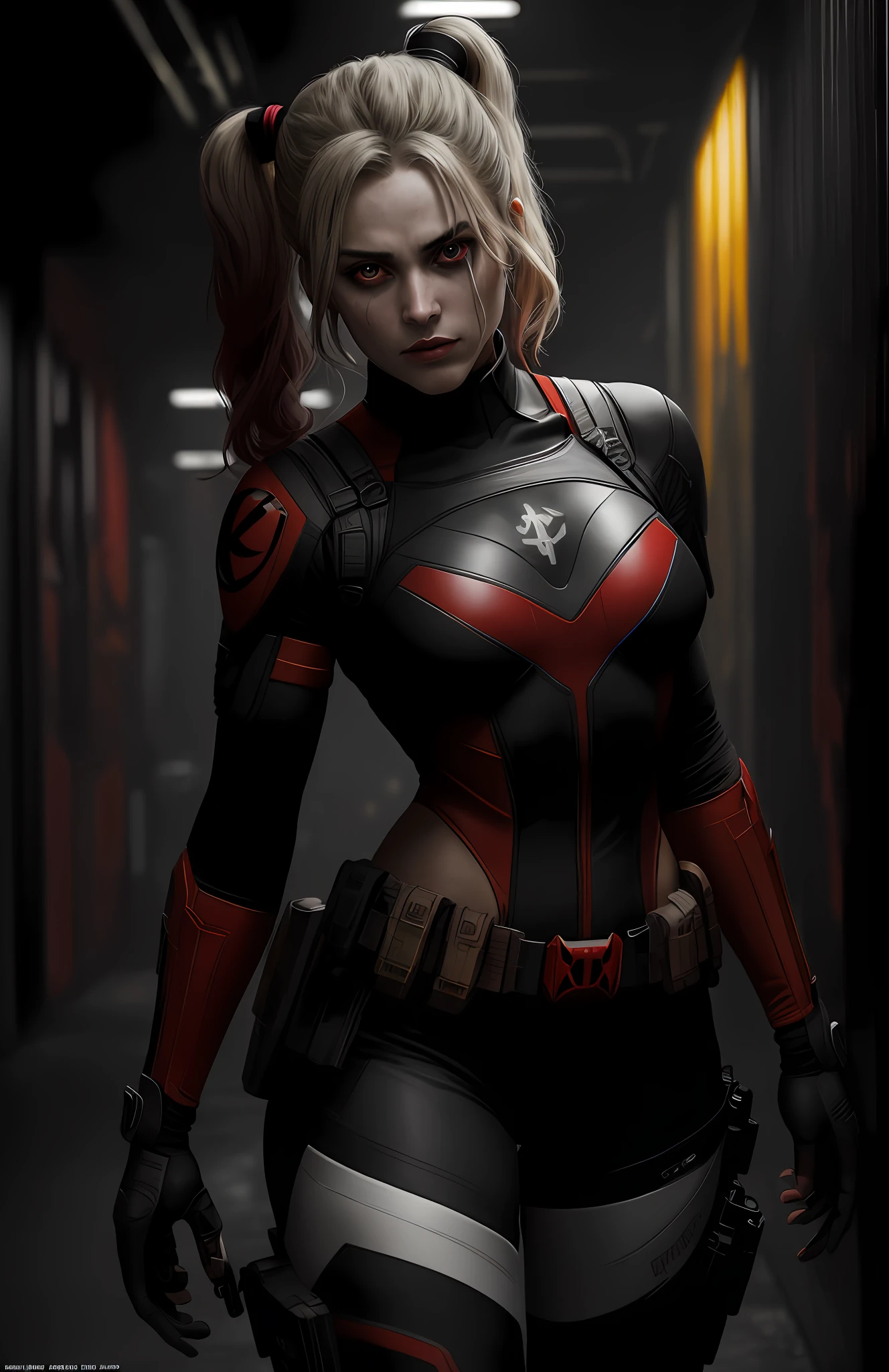 (dark shot: 1.1), epic realistic, Harley Quinn Red Lantern from DC, gradient yellow, black, brown and magenta color scheme, grunge aesthetic!!! graffiti tag wall background, art by Greg Rutkowski and artgerm, soft cinematic light, Adobe Lightroom, darkroom, HDR, intricate, highly detailed, (depth of field: 1.4), faded, (neutral colors: 1.2), (hdr: 1.4), (muted colors: 1.2), hyper-detail (artstation: 1.4), cinematic, warm light, dramatic light (complex details: 1.1)