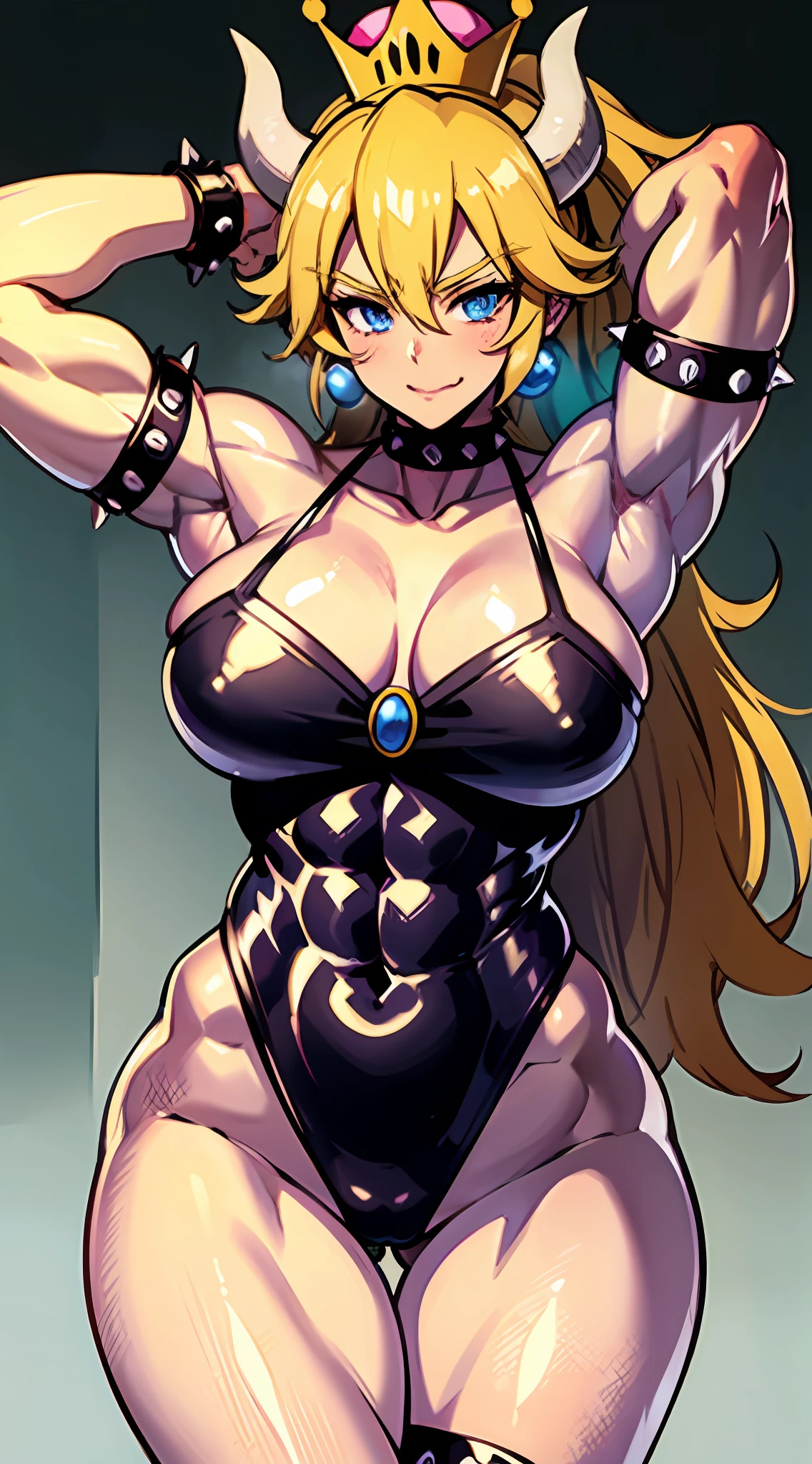 1 Girl, Anime Girl, Top Quality, Bodybuilding, Muscular, Big, Wallpaper, Hotel, Blush, Side Visible Pose, Seductive,