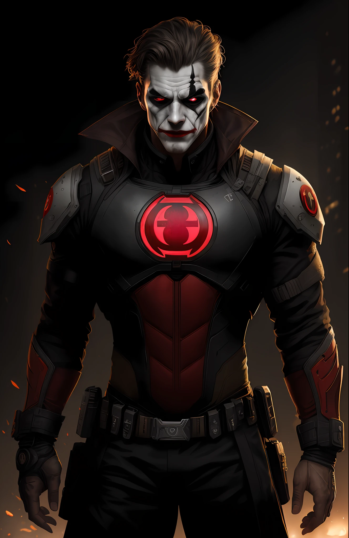 (dark shot: 1.1), epic realistic, Joker Red Lantern from DC, yellow gradient, black, brown and magenta color scheme, grunge aesthetics!!! graffiti tag wall background, art by Greg Rutkowski and artgerm, soft cinematic light, Adobe Lightroom, darkroom, HDR, intricate, highly detailed, (depth of field: 1.4), faded, (neutral colors: 1.2), (hdr: 1.4), (muted colors: 1.2), hyper-detail (artstation: 1.4), cinematic, warm light, dramatic light (complex details: 1.1)