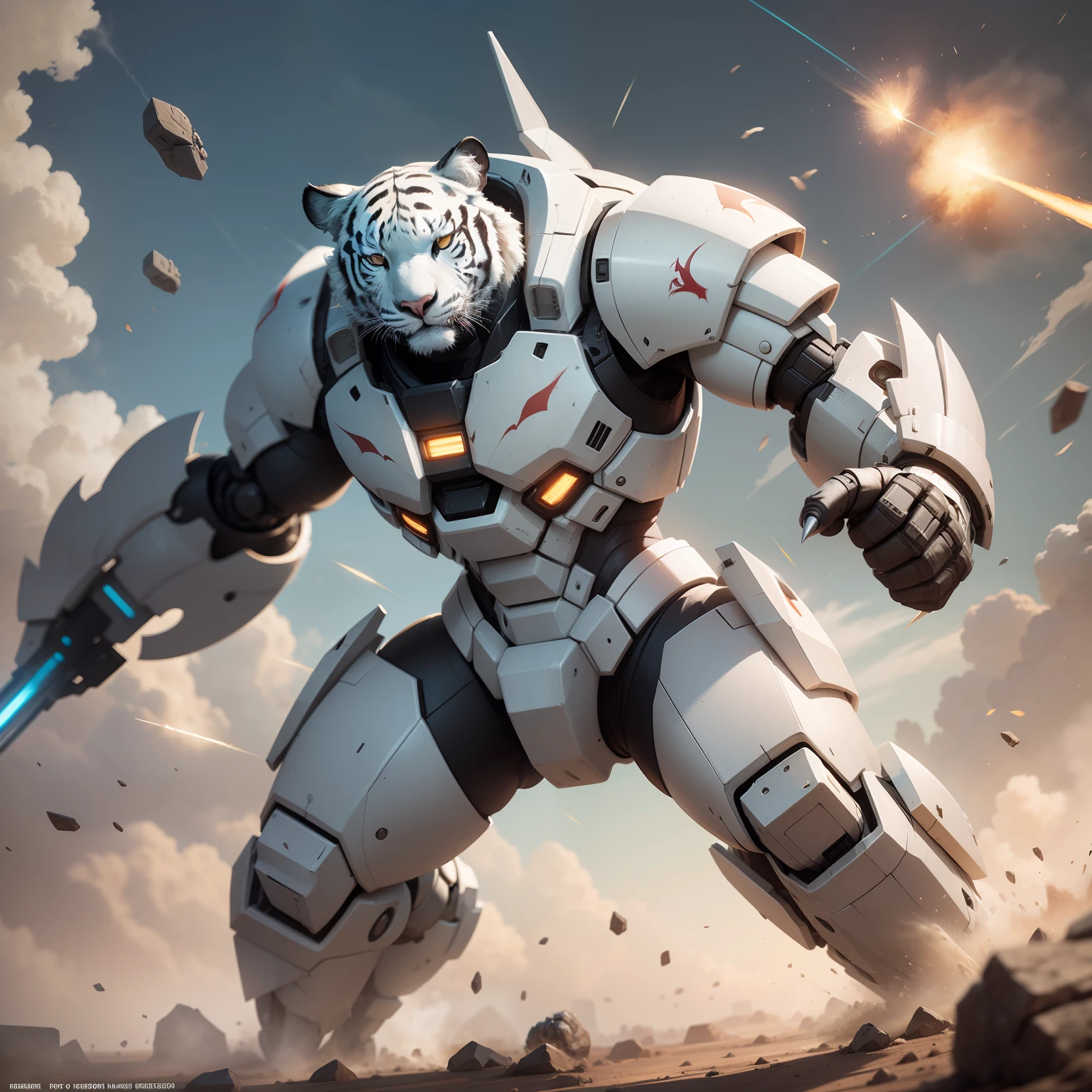 The White Tiger Mech is another fictional mecha character that often appears in science fiction works. The white tiger is one of the four elephants in Chinese mythology, symbolizing both the West and metal. Therefore, White Tiger mechs are usually designed as mechs with powerful attack power and metal attribute abilities.
White tiger mechs usually have sharp claws and teeth, can perform melee attacks on enemies, and have high-speed maneuverability. It is also equipped with various firearms such as machine guns, rocket launchers, and laser cannons that can inflict devastating blows on the enemy.
In addition, the White Tiger Mech also has metal attribute abilities, which can use the hardness and durability of metal to enhance its own defense and defend against enemy attacks. It can form metal shields, release currents, and use magnetism to counter enemy attacks or counterattacks.
In the storyline, the White Tiger mech is often used in combat and intense battle scenarios. Its high mobility and attack capabilities make it an important combat companion for the protagonist, capable of wreaking havoc on the battlefield and helping the protagonist achieve victory