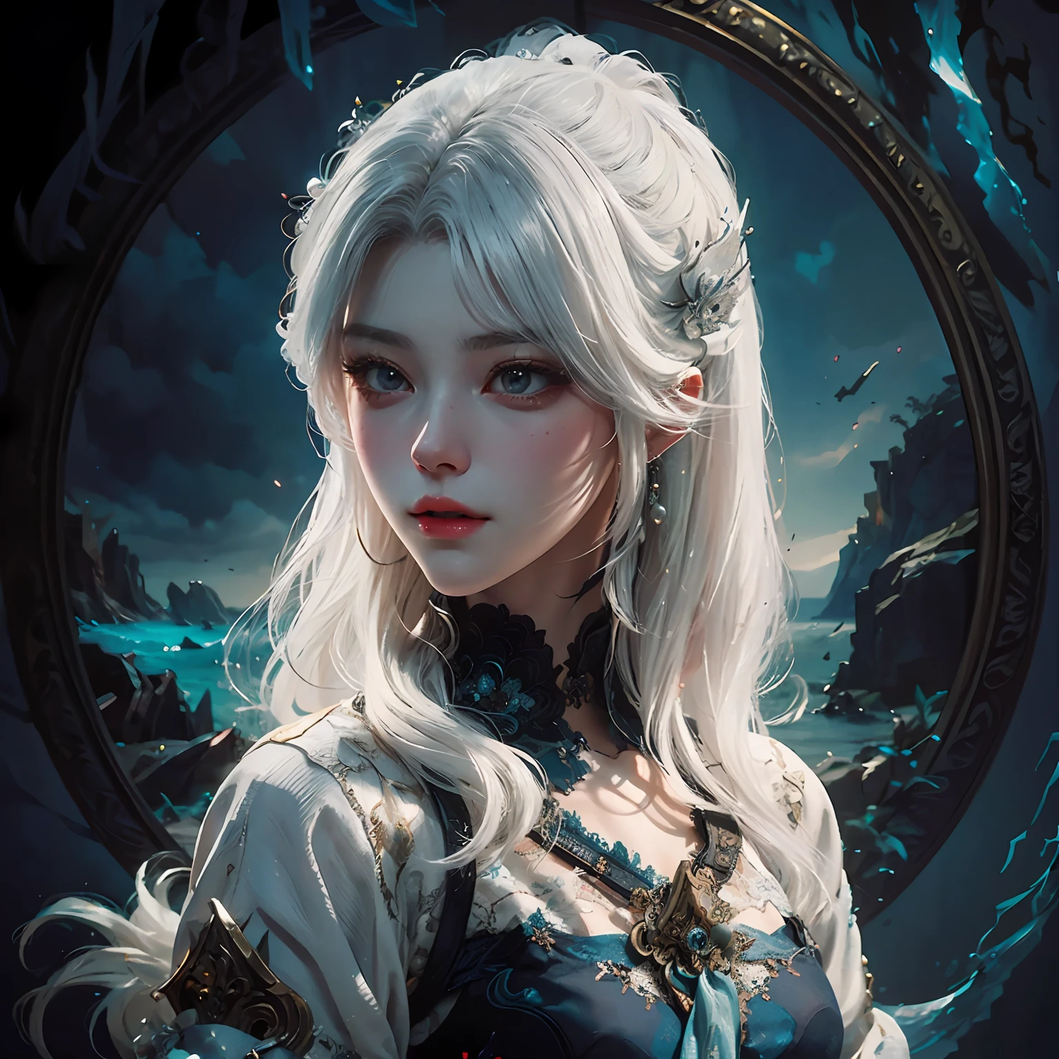 a close up of a woman with white hair and a white mask, beautiful character painting, guweiz, artwork in the style of guweiz, white haired deity, by Yang J, epic exquisite character art, stunning character art, by Fan Qi, by Wuzhun Shifan, guweiz on pixiv artstation