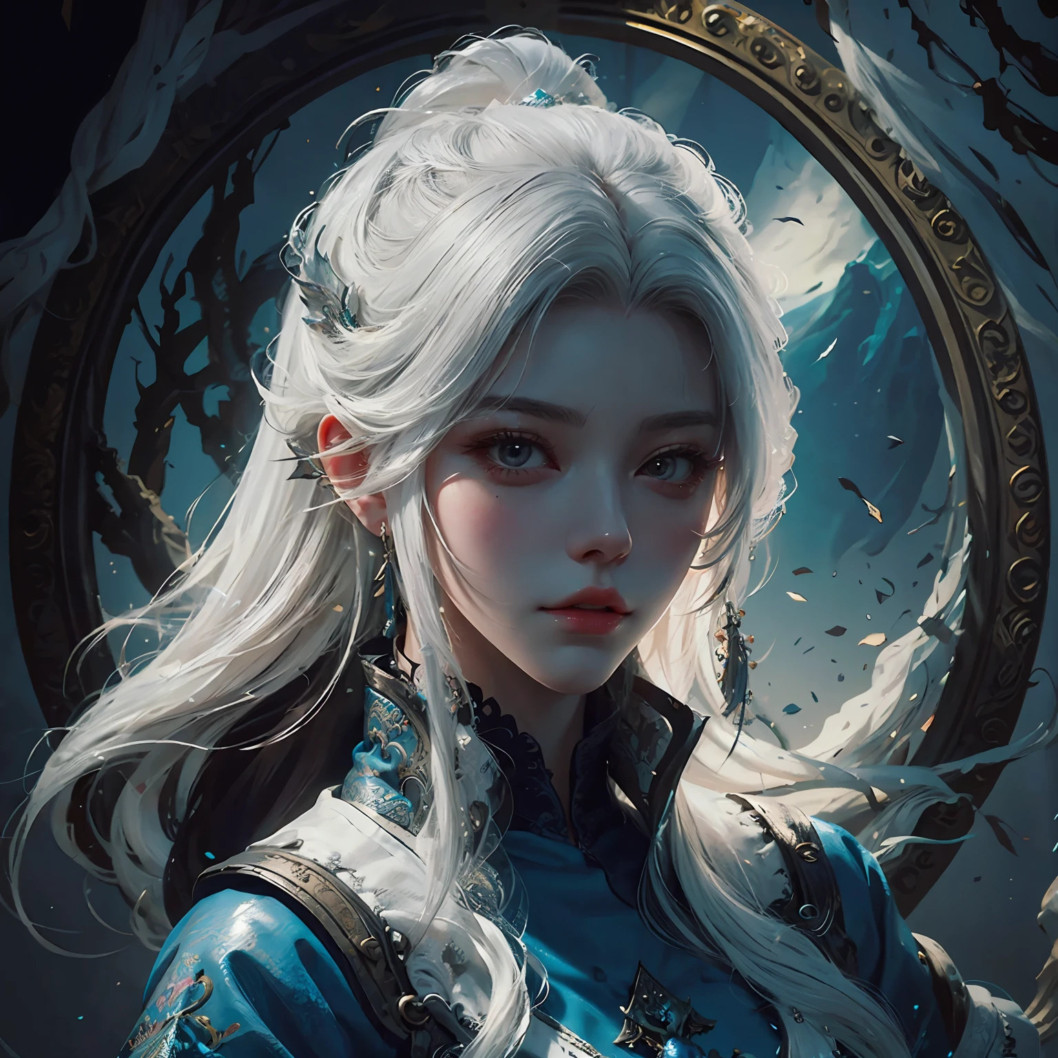a close up of a woman with white hair and a white mask, beautiful character painting, guweiz, artwork in the style of guweiz, white haired deity, by Yang J, epic exquisite character art, stunning character art, by Fan Qi, by Wuzhun Shifan, guweiz on pixiv artstation