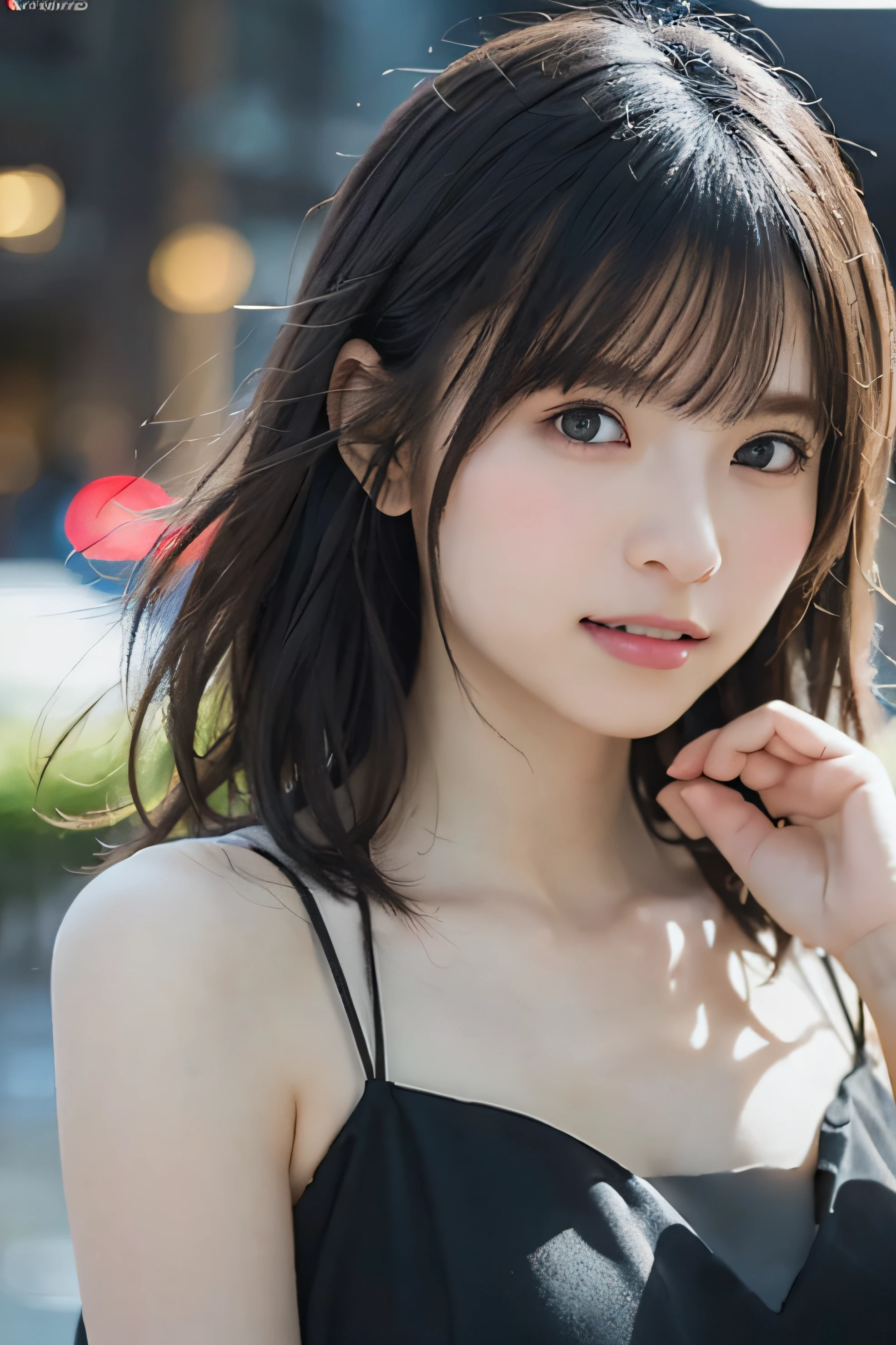 Random Pose, mix4, (8K, RAW photo, best quality, masterpiece: 1.45), (Realistic, Photorealistic: 1.37), One girl, cute, cityscape, night, rain, wet, professional lighting, photon mapping, radiosity, physically based rendering, gradient black hair, gray hair, short curly, handsome, girl, transparent slip dress, High quality photo, High Definition, 1080p, (Clear Face), (Detailed Face Description), (Detailed Hand Description), (Masterpiece), (Exquisite CG), Extreme Light and Shadow, Tousled Hair, Masterpiece, Rich Details, (Fine Features), (Best Quality Photo), (Masterpiece), (Fine Eyes), Look In Front of You, Fine Clavicle, ((Big)),Big Smile,