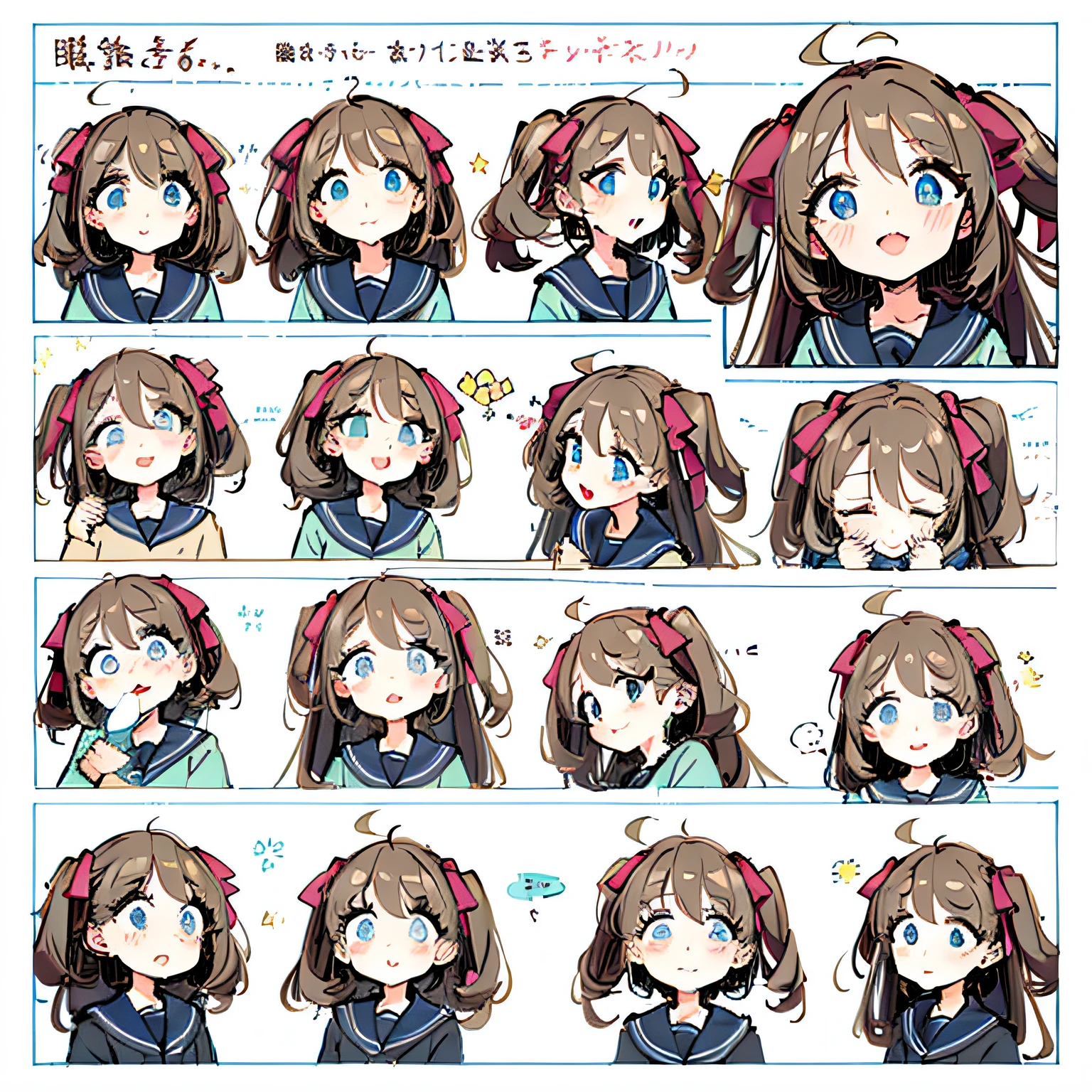 A cute monkey, various expressions, happy, sad, angry, expectant laughter, disappointed 1, cute eyes, white background, illustration-nii 5-style cute, emoji corresponding illustration set, bloody manga line style, dynamic pose, dark white, f/64 group, related characters, old terrier core.