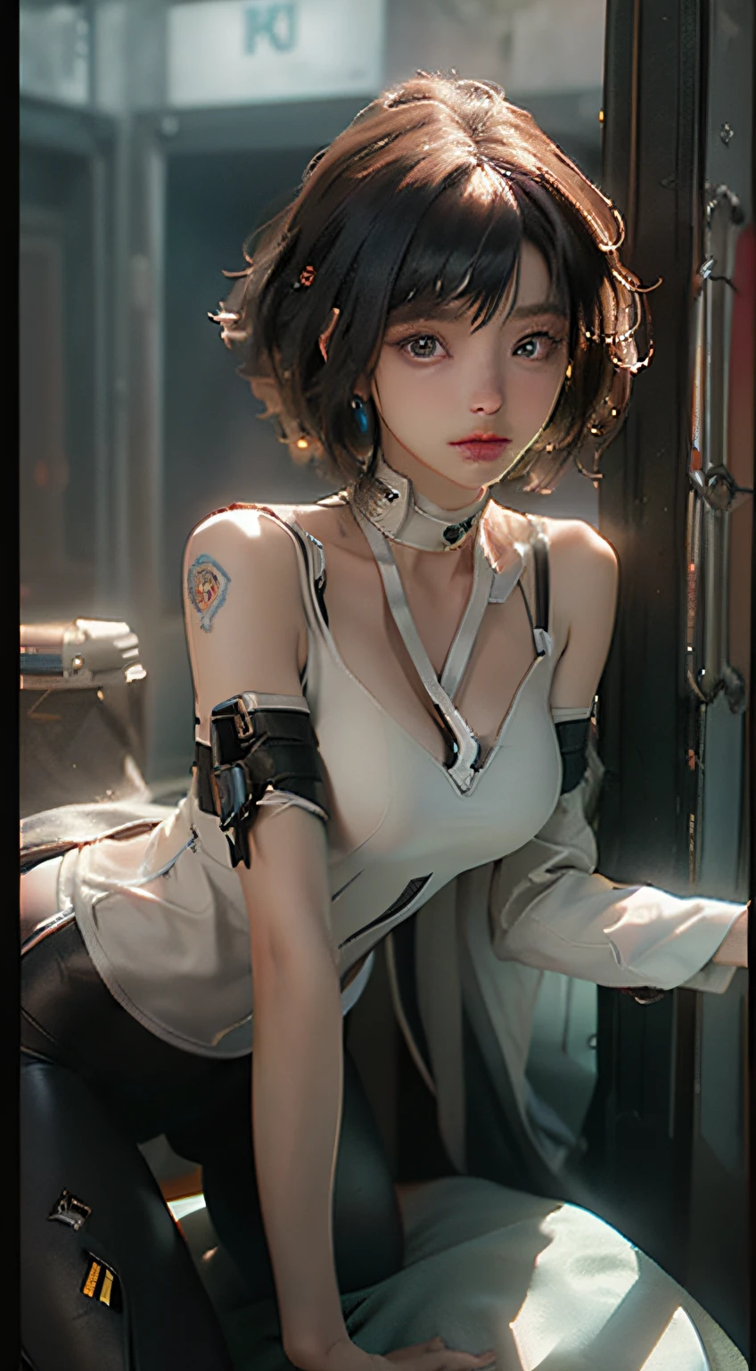((Best quality)), ((masterpiece)), (detailed:1.4), 3D, an image of a beautiful cyberpunk female,HDR (High Dynamic Range),Ray Tracing,NVIDIA RTX,Super-Resolution,Unreal 5,Subsurface scattering,PBR Texturing,Post-processing,Anisotropic Filtering,Depth-of-field,Maximum clarity and sharpness,Multi-layered textures,Albedo and Specular maps,Surface shading,Accurate simulation of light-material interaction,Perfect proportions,Octane Render,Two-tone lighting,Wide aperture,Low ISO,White balance,Rule of thirds,8K RAW,