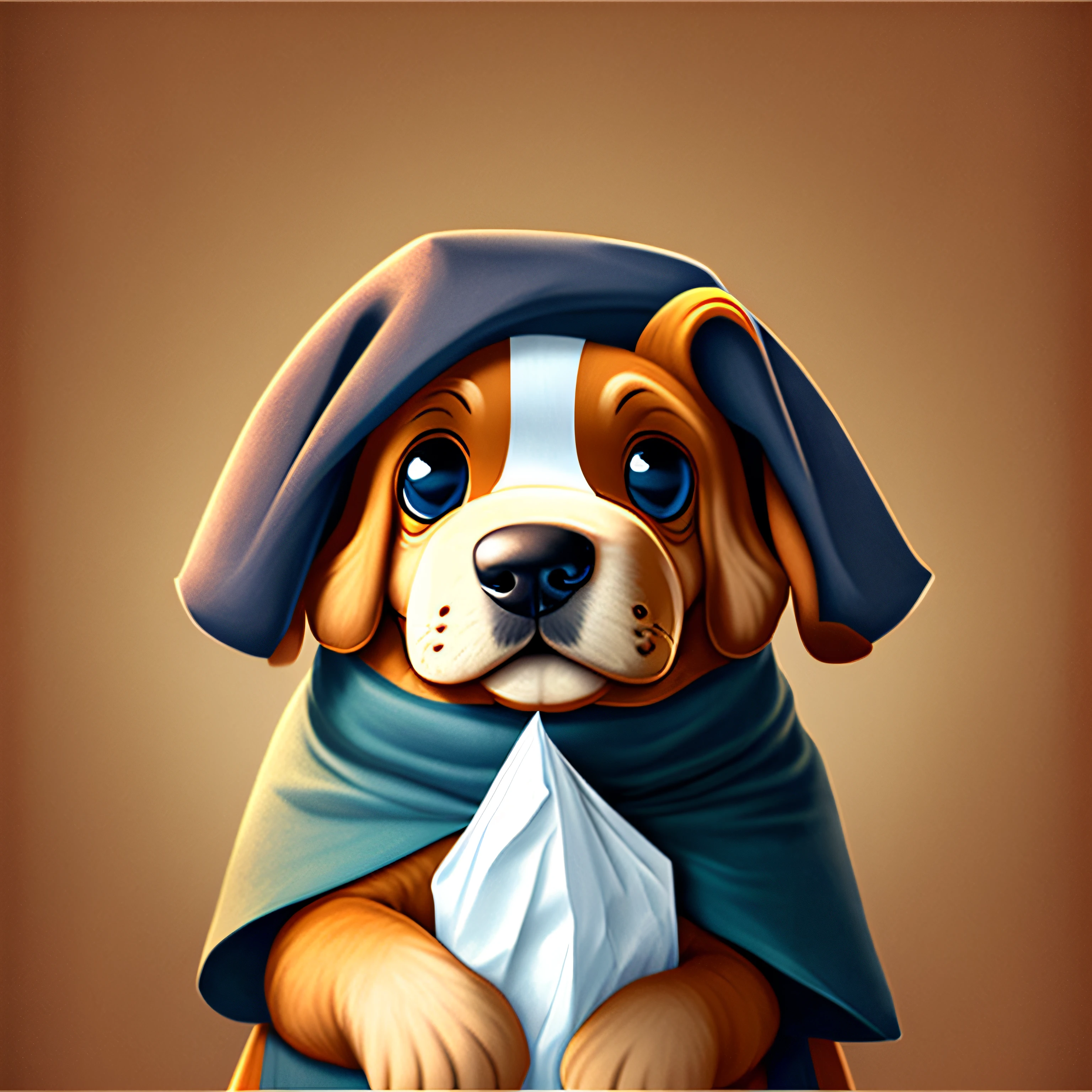 Cartoon dog, anthropomorphic, holding tissue, happy, enjoying expressions --auto
