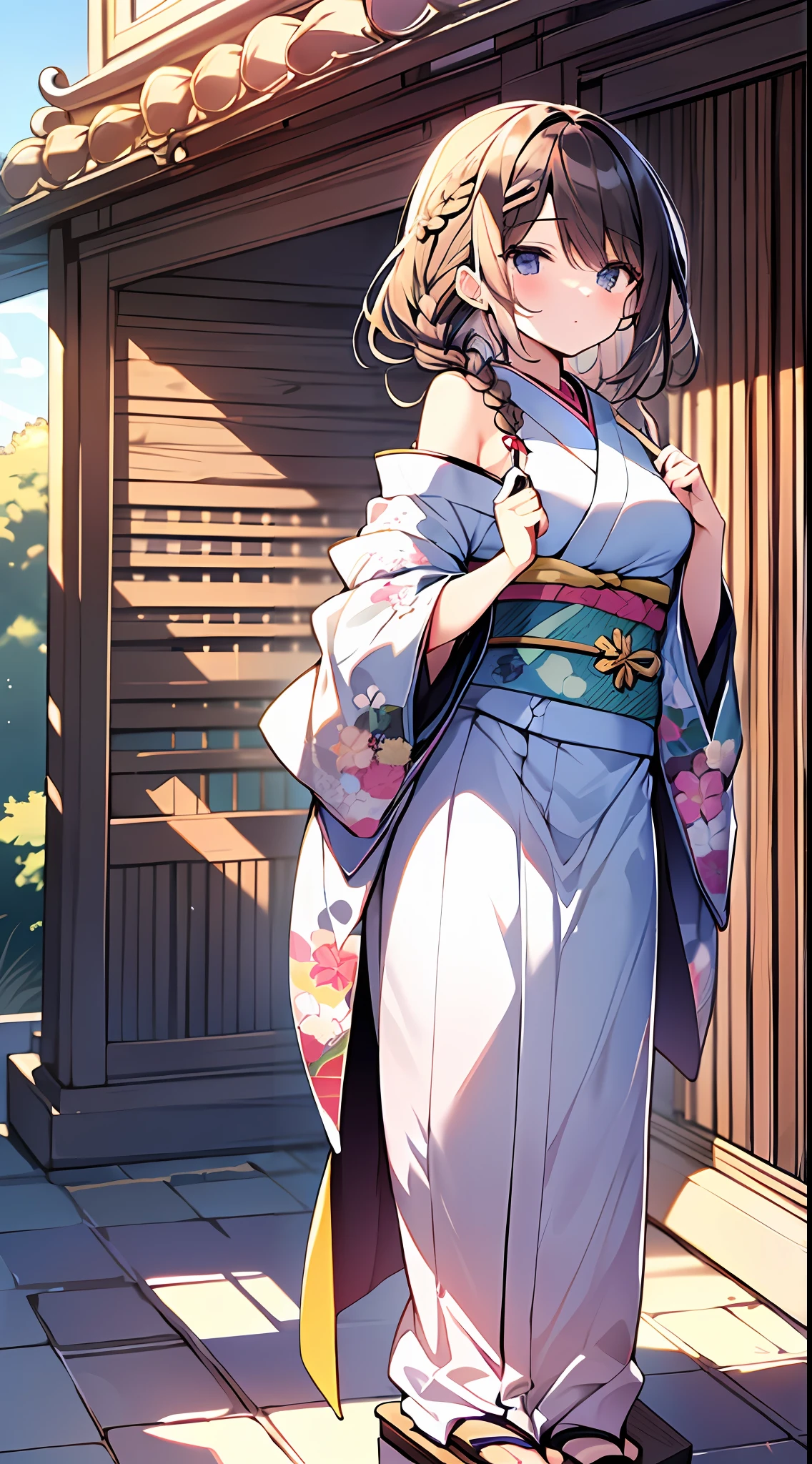 (Incredibly Absurdres Absolutely Resolution: 1.5), Top Quality, Masterpiece, Ultra High Definition, 8k, (Multiple Girls), (Light Colored Kimono, Geta) BREAK Shoujo Manga Style, (Loli), Soft Line Art, Digital Enhancement, Shojo Manga Touch, Hairstyle Fax, Environment Change Scene, Hairstyle Fax, Shoujo Mangacore, (((Length of hair to shoulders))), ((((Short braid))), Shrine, Precinct, Full Body View Angle, entangle, Beautiful and aesthetic: 1.5, High quality: 1.3
