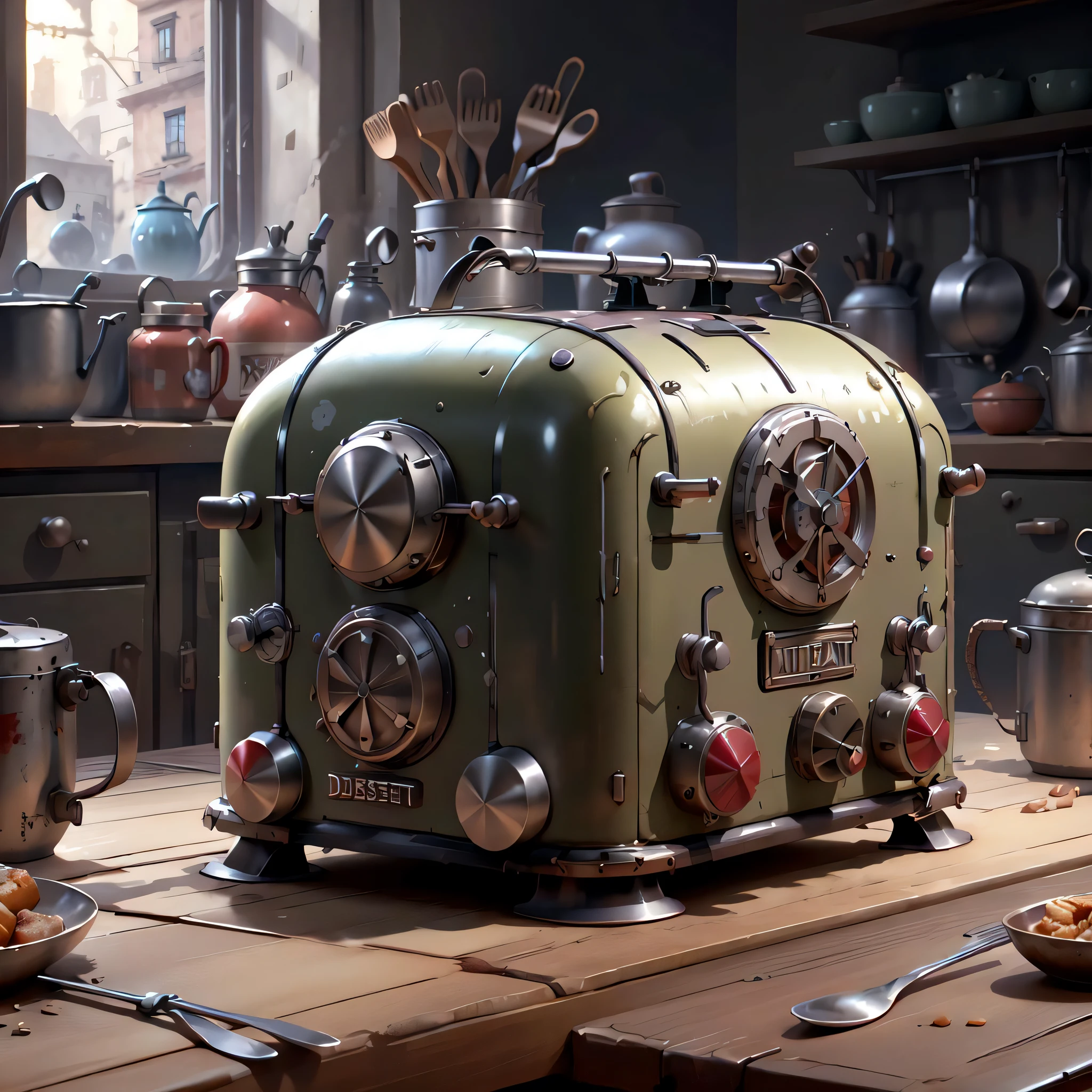 DieselPunkAI toaster in kitchen