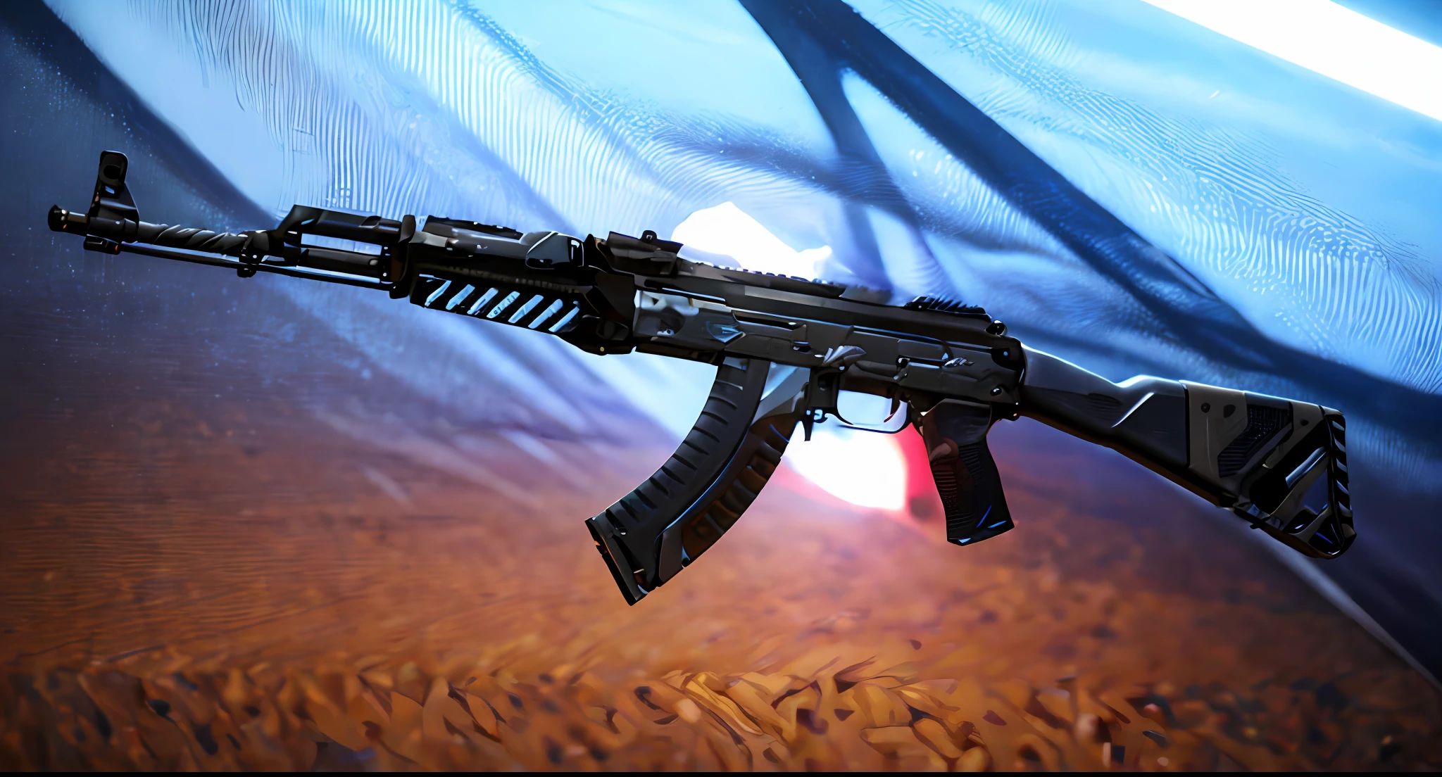 Close-up of gun, pulse rifle, AK 1 2, corner assault rifle, futuristic assault rifle, energy rifle, AK45, Tane skin, AK 4 7, AK47, translucent SSS X-ray, futuristic weapon, ghost blade style, assault rifle, obsidian skin, smooth wet cold skin, futuristic gun