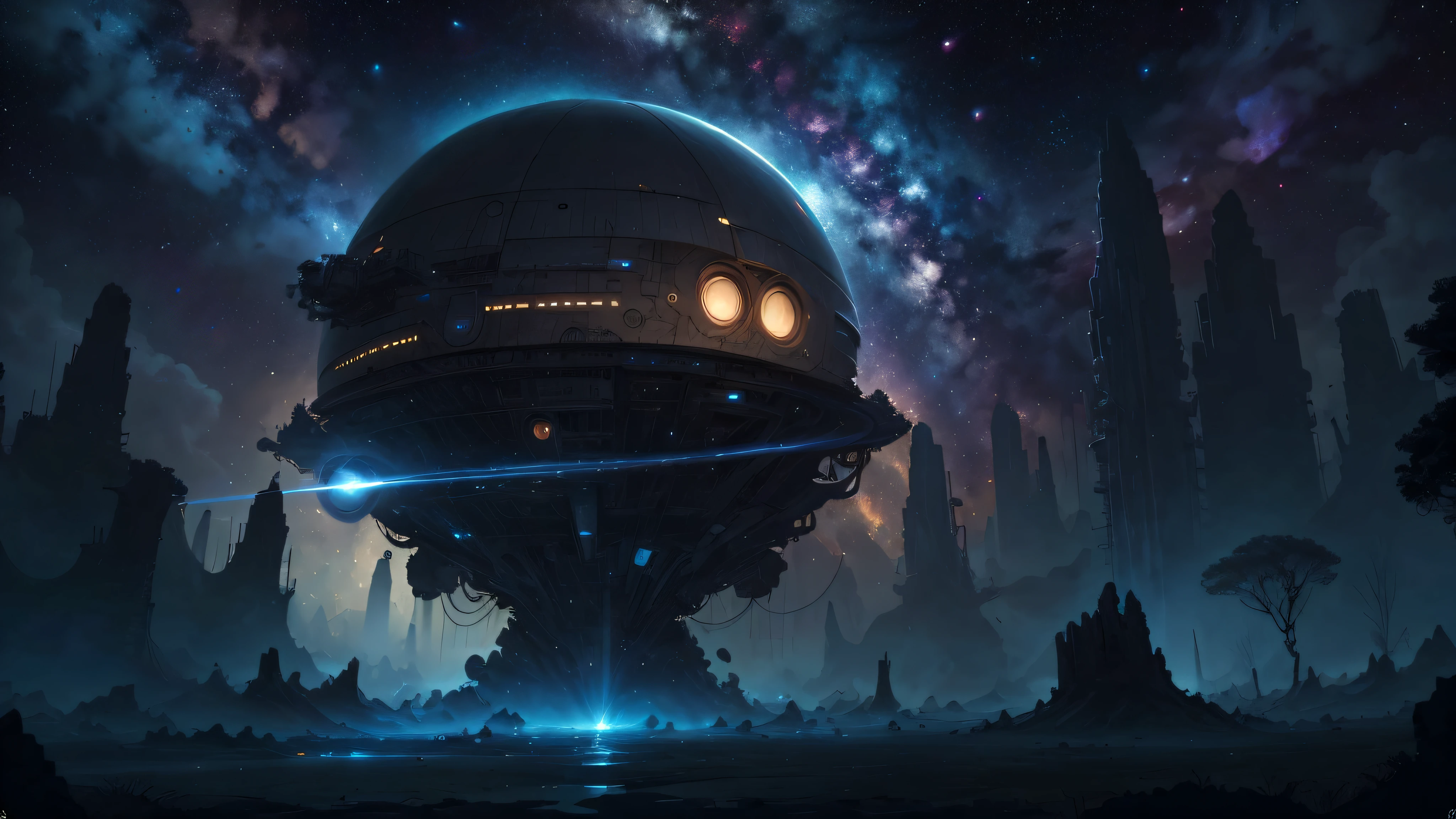 tanjoreai ((best quality)), ((masterpiece)), (detailed), science, universe, space, outer space, astronauts, space rocket, satellites, black holes. 8K resolution