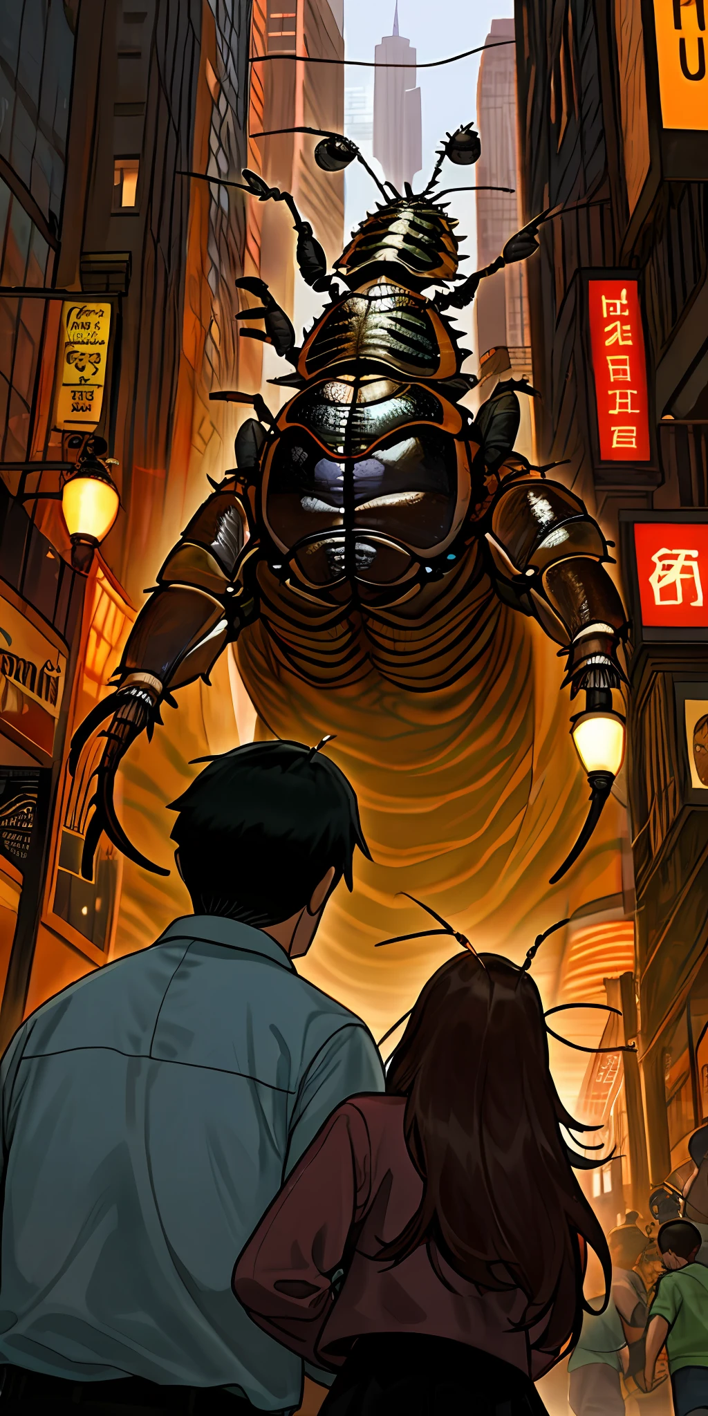 Boys and girls fight cockroaches in the city