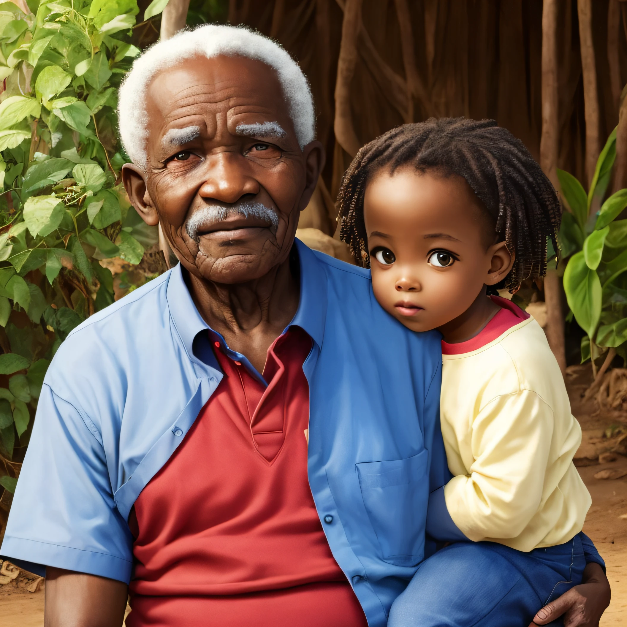 African grandfather and african granchild faces