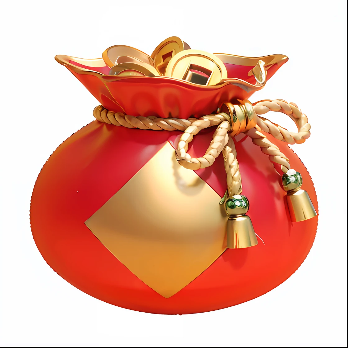 3D, Unreal Engine 5, 16K, Ultra High, Detailed, Crisp, Red Bag with Gold Embellishment, Money Bag, Marmoset Tool Bag Rendering, Rendered Art, Marmoset Tool Bag Rendering, Suimohua, Cash, Gold, Prosperity, God of Wealth, Item Art, Bag, Treasure, 3D Icons for Mobile Games, Rendering, Render in Blender, Bundle File, Highdetailed, Image
