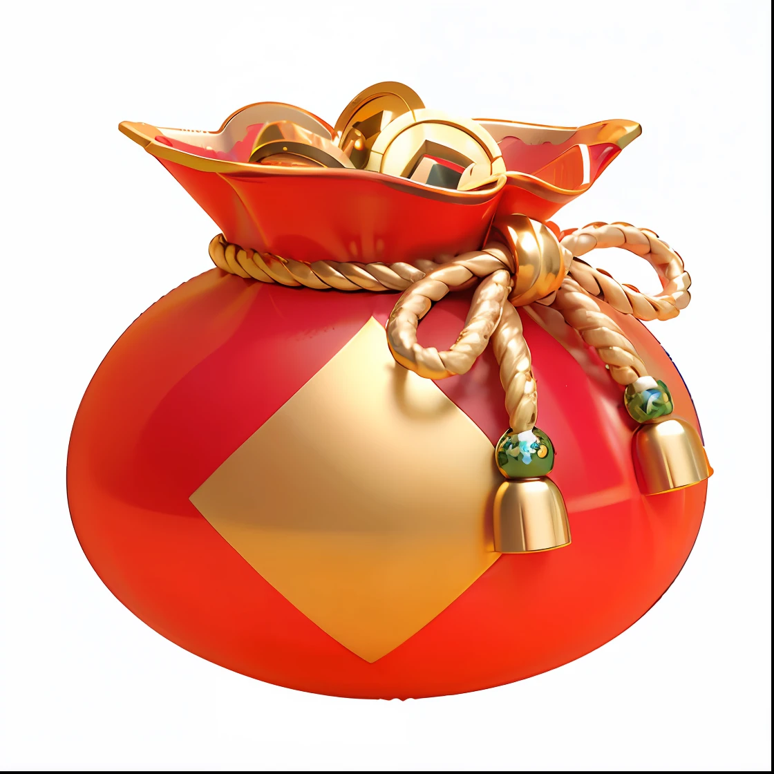 3D, Unreal Engine 5, 16K, Ultra High, Detailed, Crisp, Red Bag with Gold Embellishment, Money Bag, Marmoset Tool Bag Rendering, Rendered Art, Marmoset Tool Bag Rendering, Suimohua, Cash, Gold, Prosperity, God of Wealth, Item Art, Bag, Treasure, 3D Icons for Mobile Games, Rendering, Render in Blender, Bundle File, Highdetailed, Image