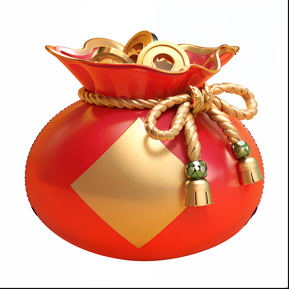 3D, Unreal Engine 5, 16K, Ultra High, Detailed, Crisp, Red Bag with Gold Embellishment, Money Bag, Marmoset Tool Bag Rendering, Rendered Art, Marmoset Tool Bag Rendering, Suimohua, Cash, Gold, Prosperity, God of Wealth, Item Art, Bag, Treasure, 3D Icons for Mobile Games, Rendering, Render in Blender, Bundle File, Highdetailed, Image