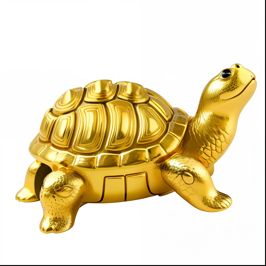 3D, Unreal Engine 5, 16K, Ultra High Definition, Detail, Crisp, Close-up of gold turtle figurine on black background, anthropomorphic turtle, turtle, anthropomorphic turtle, elderly turtle, turtle, suimohua, half-turtle, turtle giving birth to the world, anthropomorphic turtle, anthropomorphic turtle hero, great Leviathan turtle, gold, animal-shaped statue