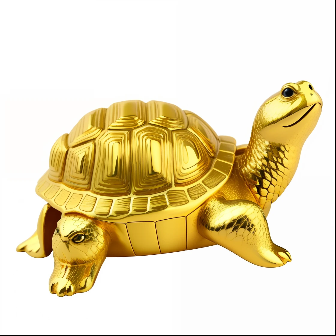 3D, Unreal Engine 5, 16K, Ultra High Definition, Detail, Crisp, Close-up of gold turtle figurine on black background, anthropomorphic turtle, turtle, anthropomorphic turtle, elderly turtle, turtle, suimohua, half-turtle, turtle giving birth to the world, anthropomorphic turtle, anthropomorphic turtle hero, great Leviathan turtle, gold, animal-shaped statue
