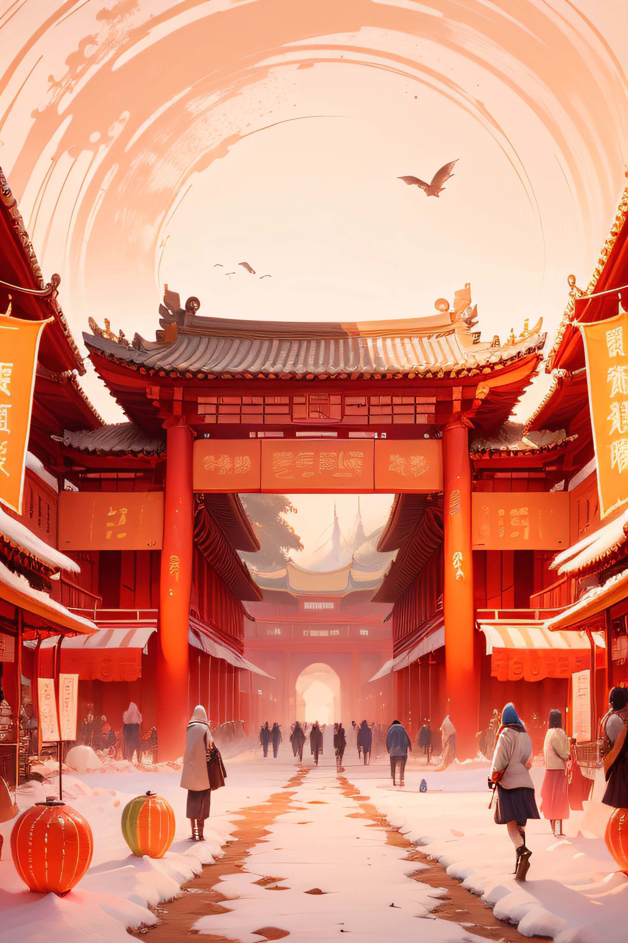 Festivals are festive, grain, nature, safety, landscapes, ancient Chinese architecture, ancient people, poetry and painting --auto