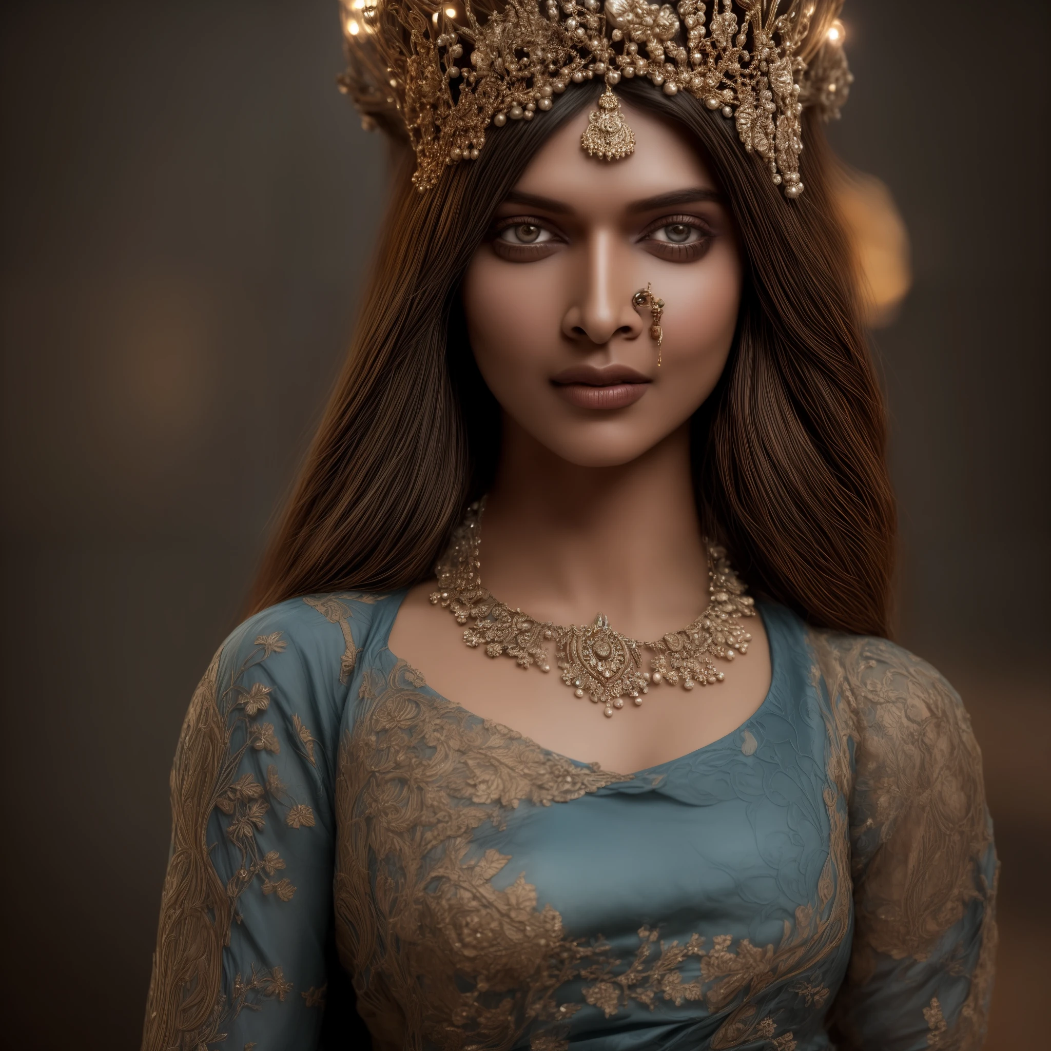 Indian Bollywood actress in the style of Alexandr Averin, dreamy atmosphere, dark cyan and red, i can't believe how beautiful this is, serene atmosphere, flickering light, epic realistic, illustrated by herg, style of tin tin comics, pen and ink,art by greg rutkowski and artgerm, soft cinematic light,hdr, intricate, highly detailed, (depth of field:1.4), faded, (neutral colors:1.2), (hdr:1.4), (muted colors:1.2), hyperdetailed, (artstation:1.4), cinematic, warm lights, dramatic light, (intricate details:1.1), complex background, (rutkowski:0.66), (teal and orange:0.4), (intricate details:1.12), hdr, (intricate details, hyperdetailed:1.15) (skin texture:1.2)
