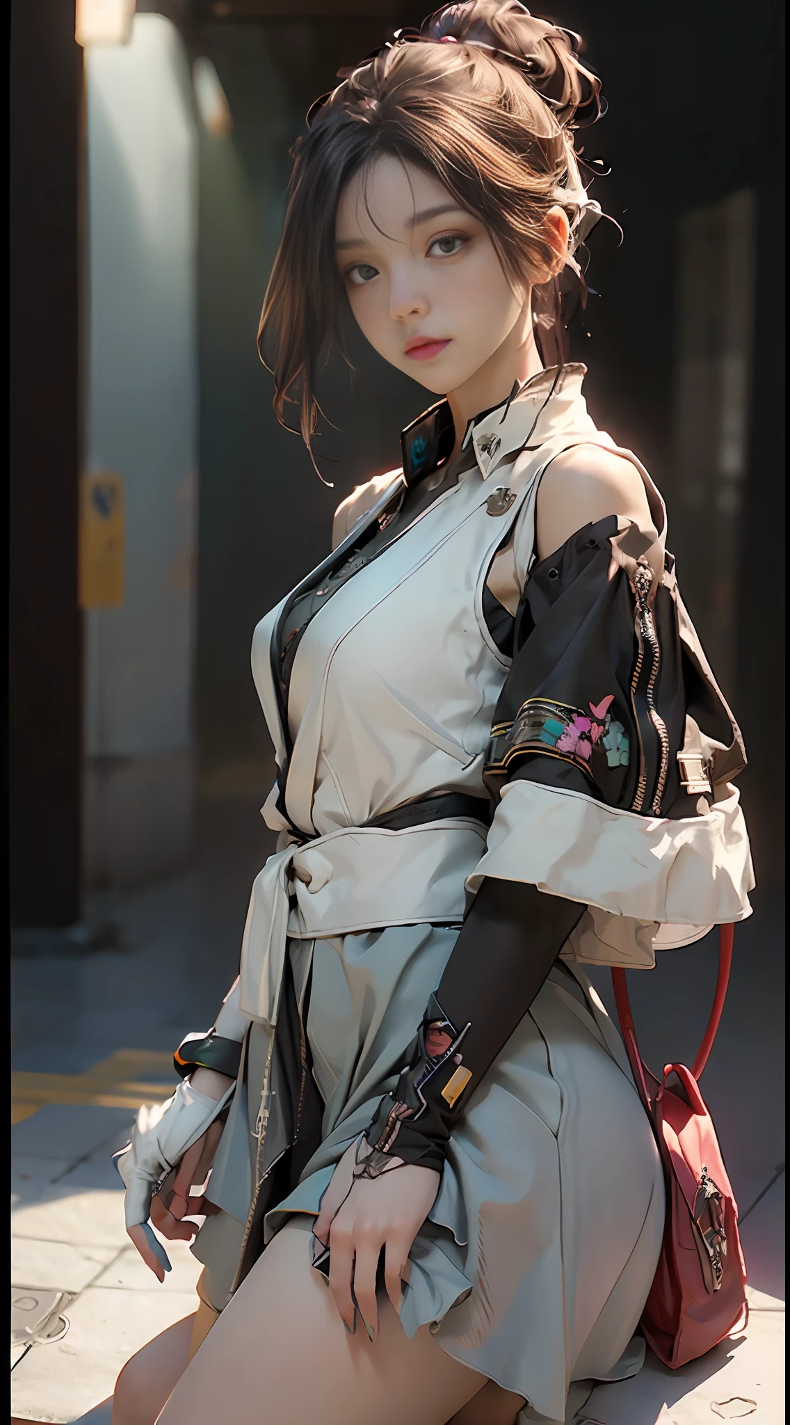 ((Best quality)), ((masterpiece)), (detailed:1.4), 3D, an image of a beautiful cyberpunk female,HDR (High Dynamic Range),Ray Tracing,NVIDIA RTX,Super-Resolution,Unreal 5,Subsurface scattering,PBR Texturing,Post-processing,Anisotropic Filtering,Depth-of-field,Maximum clarity and sharpness,Multi-layered textures,Albedo and Specular maps,Surface shading,Accurate simulation of light-material interaction,Perfect proportions,Octane Render,Two-tone lighting,Wide aperture,Low ISO,White balance,Rule of thirds,8K RAW,