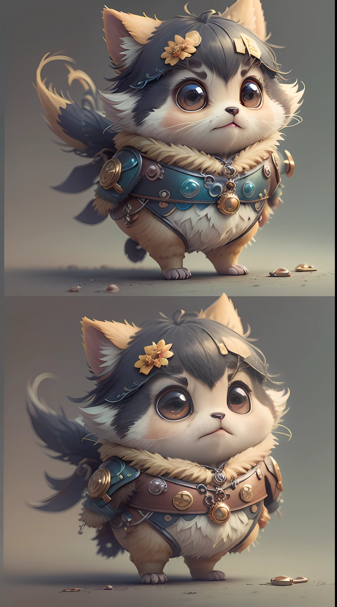 Cute super sketch chick, eyes of different colors, wearing a necklace, chibi, cute and fluffy, logo design, cartoon, movie lighting effects, charming, 3D vector art, cute quirky, fantasy art, background blur, hand drawn, digital painting, soft lighting, isometric style, 4K resolution, realistic rendering, highly detailed clean, vector images, realistic masterpieces, professional photography, simple spatial background, flat white background, isometric, vibrant vector