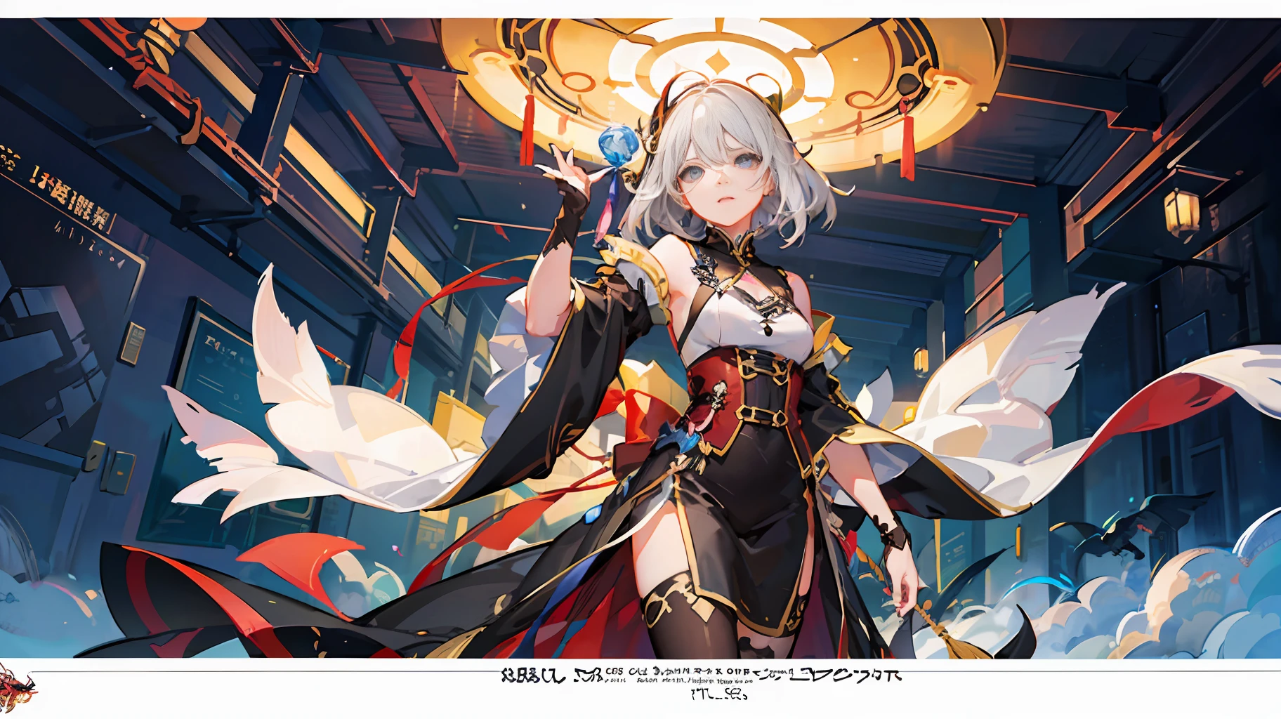 CGI anime fantasy artwork, Pan Chengwei on art station, stunning digital illustrations, detailed fantasy digital art, white haired female knight, high resolution, best quality, black magic