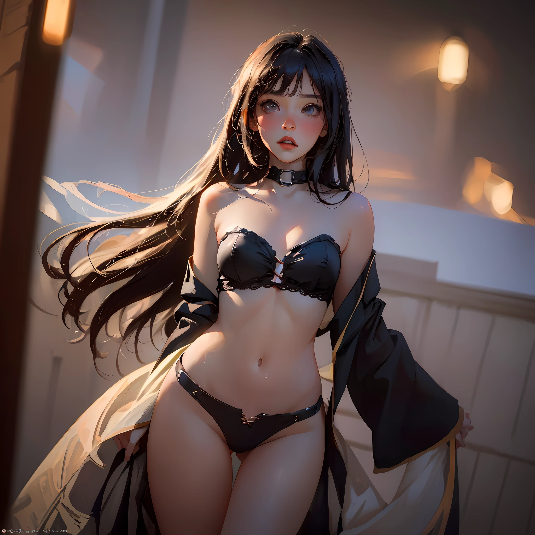 Best Quality, Masterpiece, Ultra High Resolution, (Photorealistic: 1.4), 8K Raw Photo, (Fractal Art: 1.4), Dramatic Lighting, Dynamic Lighting, Professional Lighting, Cinematic Lighting, Highly Detailed, Official Artwork, Flawless, Sharp Focus, depth of field, exquisite details and textures, delicate and beautiful, lens flare, absurd, ray tracing, immersive atmosphere, (knee-length shot: 1.3) 1girl, an attractive young woman, woman, sexy and attractive, supermodel, goddess aura, realistic hair, detailed hair, hair blowing, seductive expression, full of stimulation expression, moan, shy, look at viewer, happy, glowing skin, finely detailed skin, clavicle, ( pert natural breasts : 1.2), (small breasts: 1.2), perfect round ass, (beautiful and aesthetic: 1.2), slim waist, beautiful detailed thigh, (perfect female figure), (symmetrical body shape), long legs, (((Megumin, cowboy shot))), (dynamic angle: 1.2), (third_composition rule: 1.2), (detailed face: 1.2) ), (detailed eyes: 1.2), (detailed background), (realistic:1.2), (realism), (masterpiece:1.2), (ultra detailed), (best quality), intricate, cinematic lighting, cinematic comprehensive, portrait photography, magic photography,