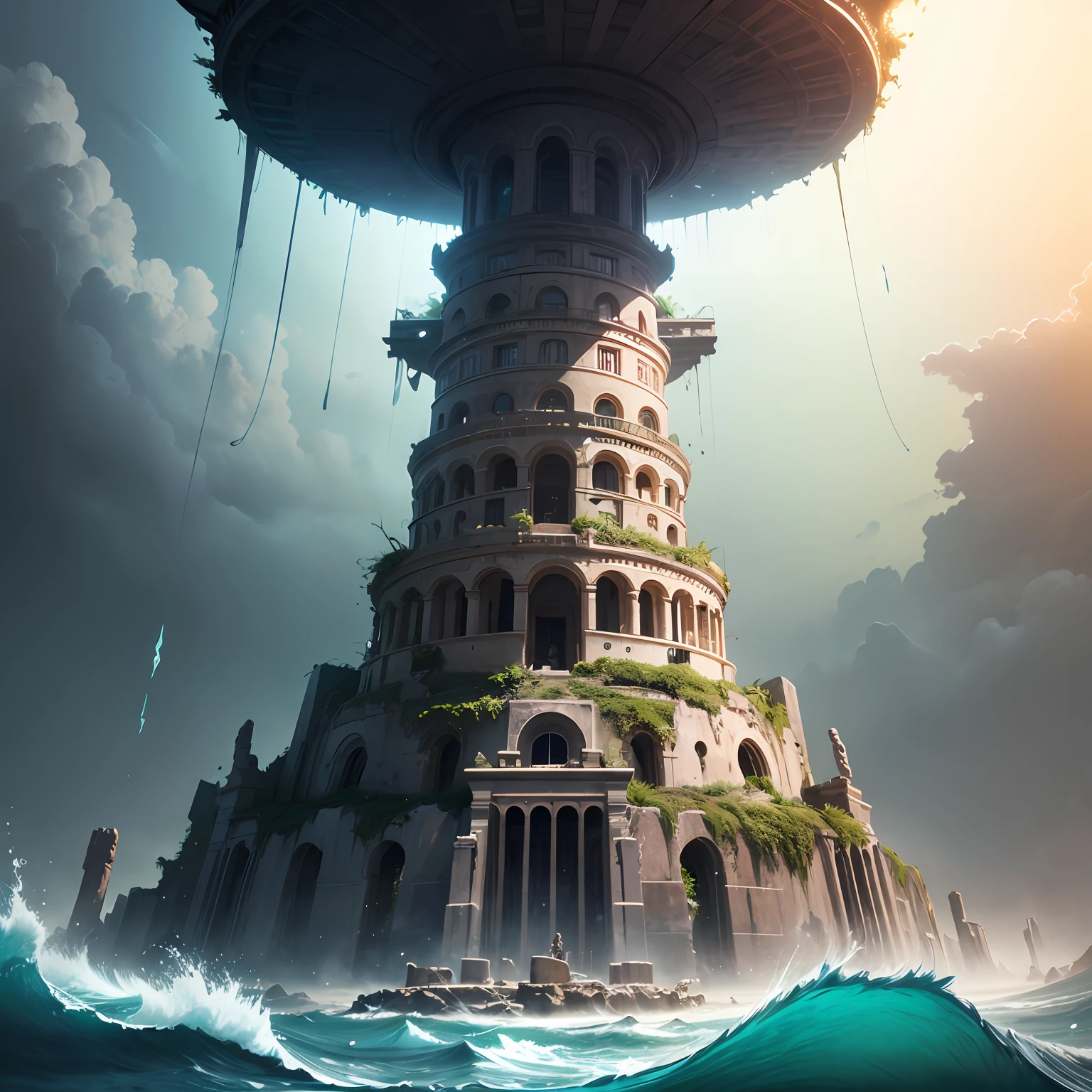 Beautiful, immersive, epic image of the Lost civilty of Atlantis. --auto