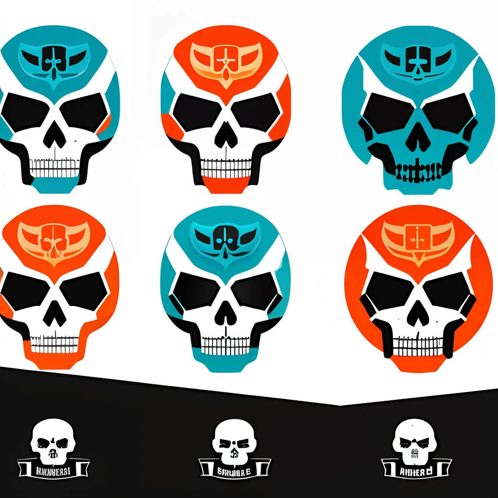 logo, vector, logo design, vector, simple, flat, icon, minimalism, (white background:1.4), A skull with Vibrant Colors in the Pop Art style.