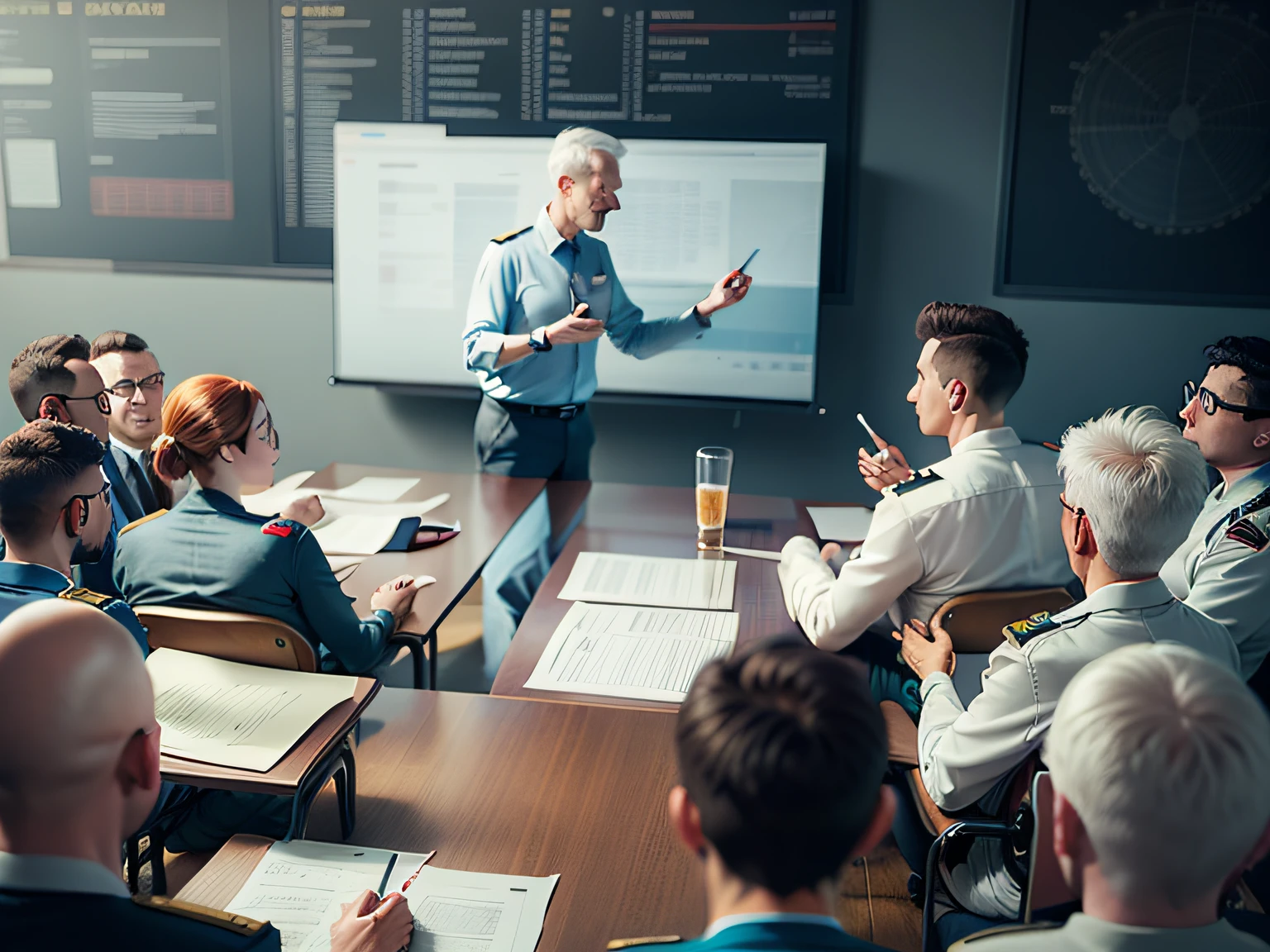 A flight instructor is lecturing, below is a group of pilots, instructors in popular science civil aviation law common sense