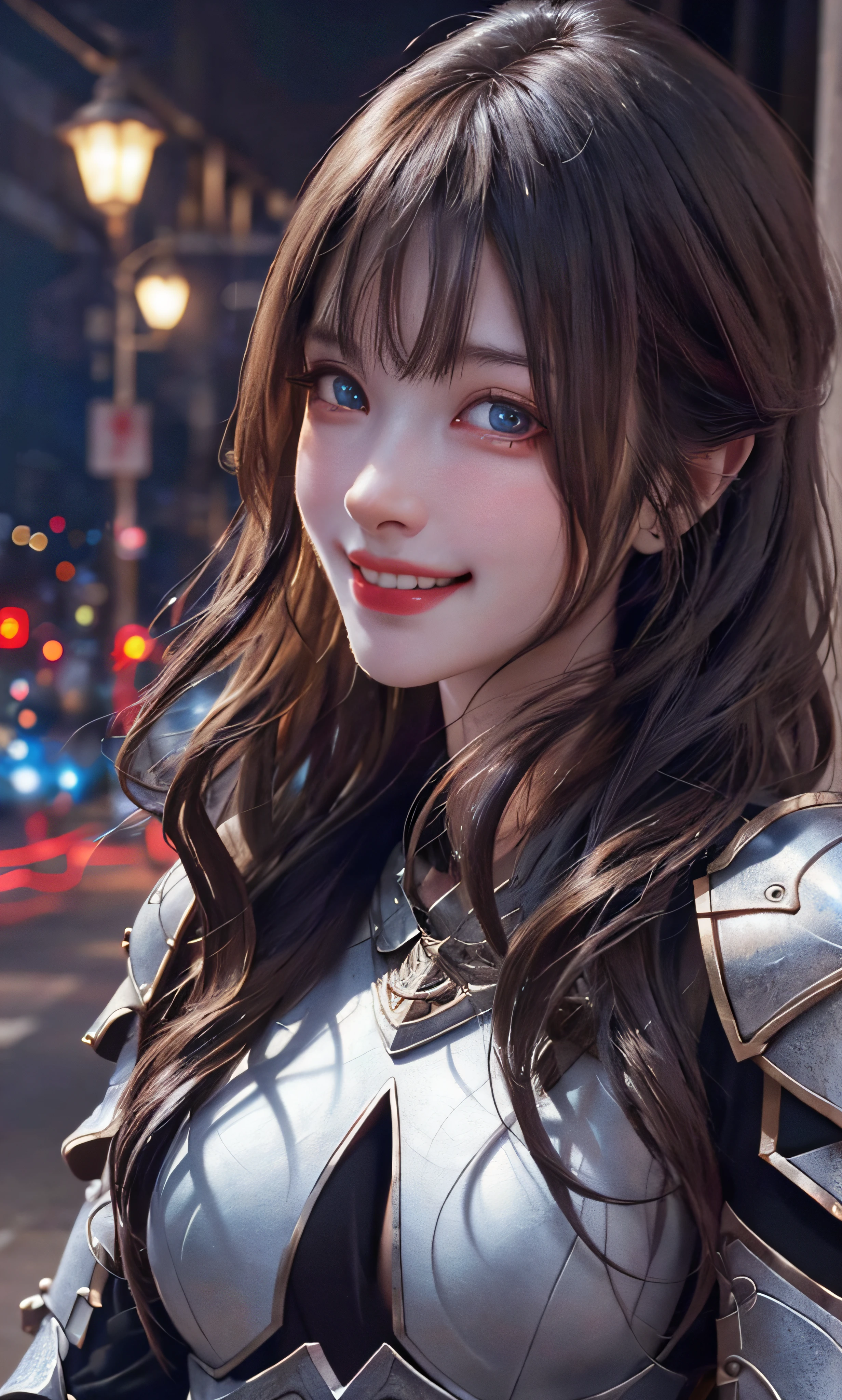 1girl, (wearing bloody demon armor), small breasts, poor breasts, (upper body close-up), (RAW photo, best quality), (realistic, realistic:1.40), masterpiece, an extremely delicate beautiful, very detailed, 2k wallpaper, amazing, fine details, (full body: 1.0), extremely detailed CG Unity 8k wallpaper, super detailed, high resolution, soft light, beautiful detailed girl, extremely detailed eyes and face, beautiful thin nose, beautiful delicate eyes, movie lighting, city lights at night, perfect anatomy, (smile: 0.8), room,