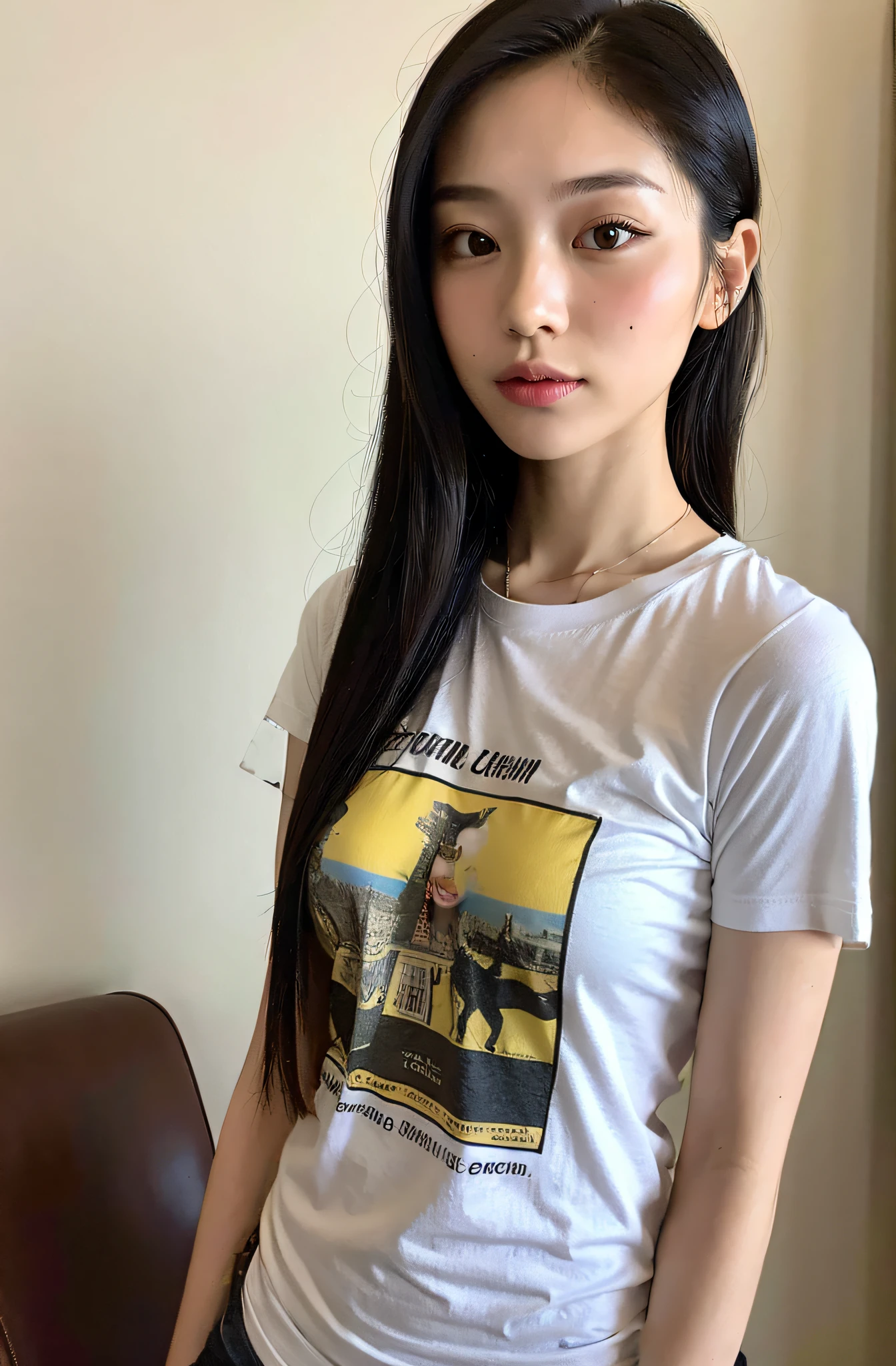 Big breasts, printed T-shirt