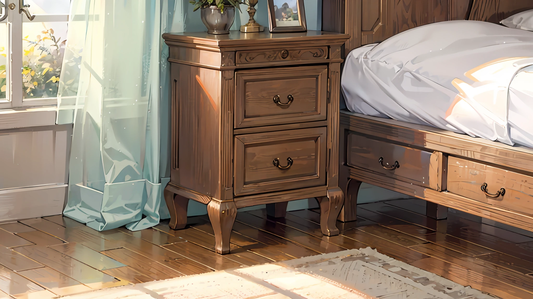 European bedside table, close-up.