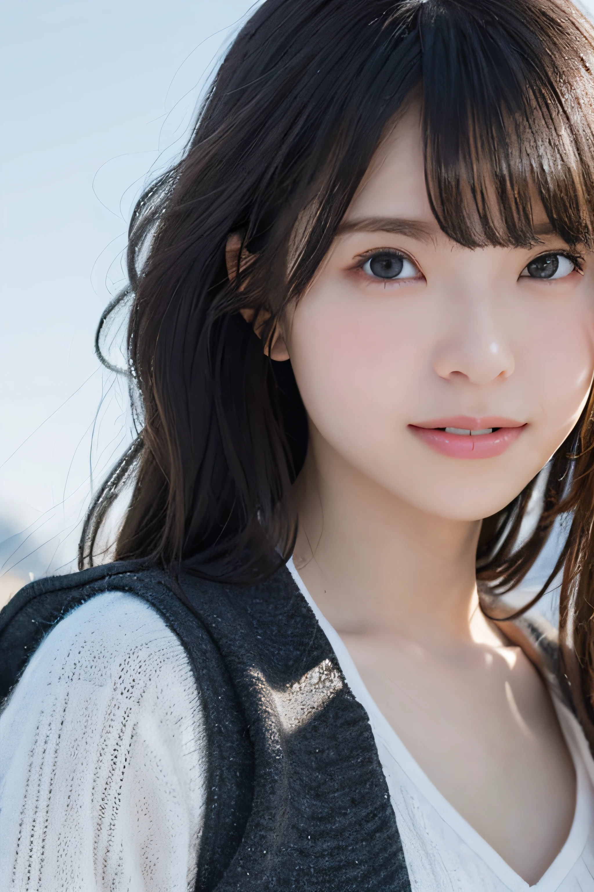 Random Pose, mix4, (8K, RAW photo, best quality, masterpiece: 1.45), (realistic, photorealistic: 1.37), one girl, cute, ski slopes, snow cover, professional lighting, photon mapping, radiosity, physically based rendering, gradient black hair, gray hair, short hair, handsome, girl, full body, skiwear, top quality photos, High Resolution, 1080p, (Clear Face), (Detailed Face Description), (Detailed Hand Description), (Masterpiece), (Exquisite CG), Extreme Light and Shadow, Tousled Hair, Masterpiece, Rich Details, (Fine Facial Features), (Best Quality Photo), (Masterpiece), (Fine Eyes), Look In Front of You, Fine Clavicle, ((Medium))),Big Smile