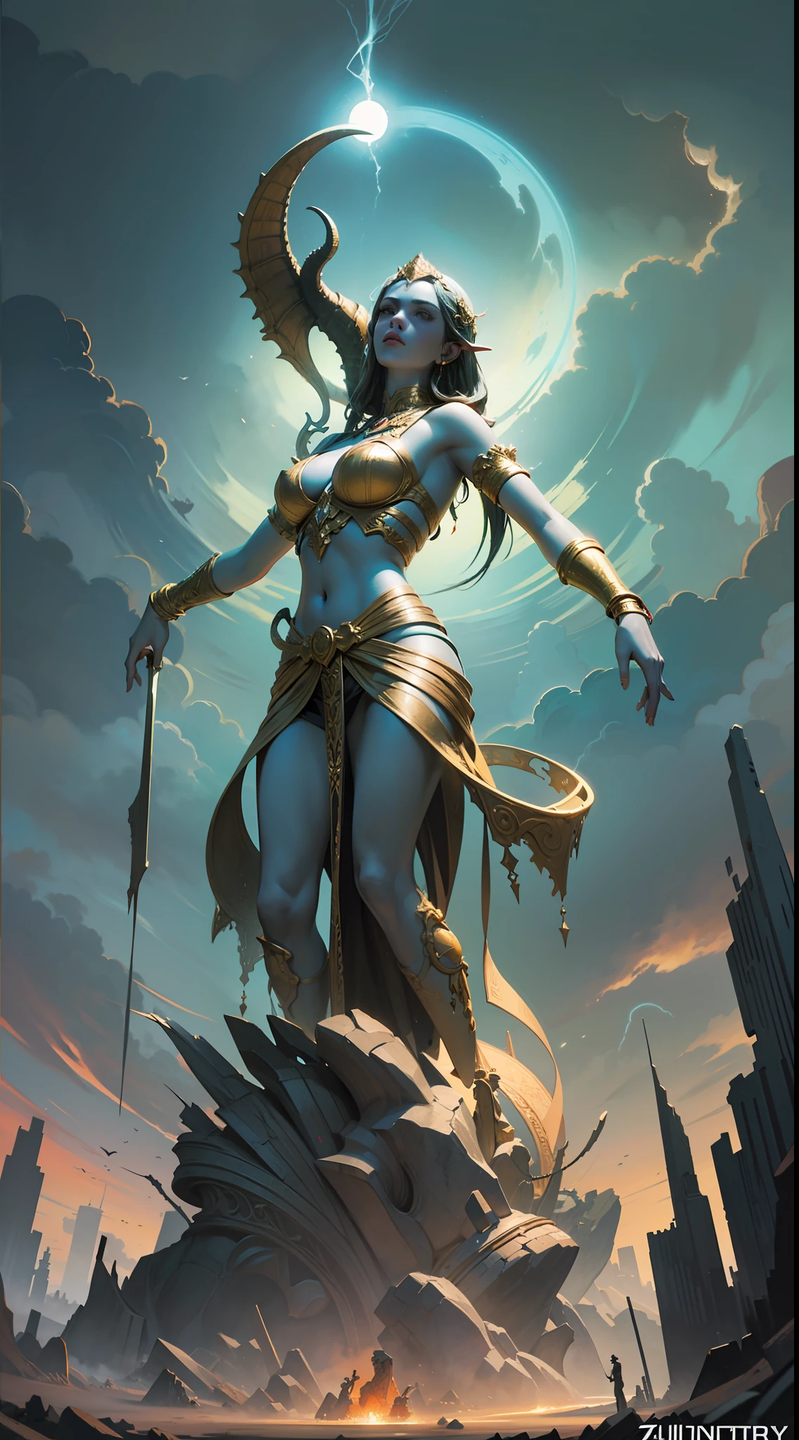 Mythological Painting Style, Greg Rutkowski, zbrush, Epic Fantasy Scenes, Oil Painting, Supernatural Realism, Digital Art, Digital Painting, Artwork from artstaion, Eye-Level Shot, pov, first-person view, Shining Statue, Firelight, Cthulhu statue, broken statue, cinematic lighting, high contrast, close-up, realistic textures, Unreal Engine, sunlit statue, broken stone suspended in air, gold wire, white statue, mystery, cryptic text , looking up, low-angle camera, giant shooting, unique perspective, avoid frontal shooting From:midjourney
