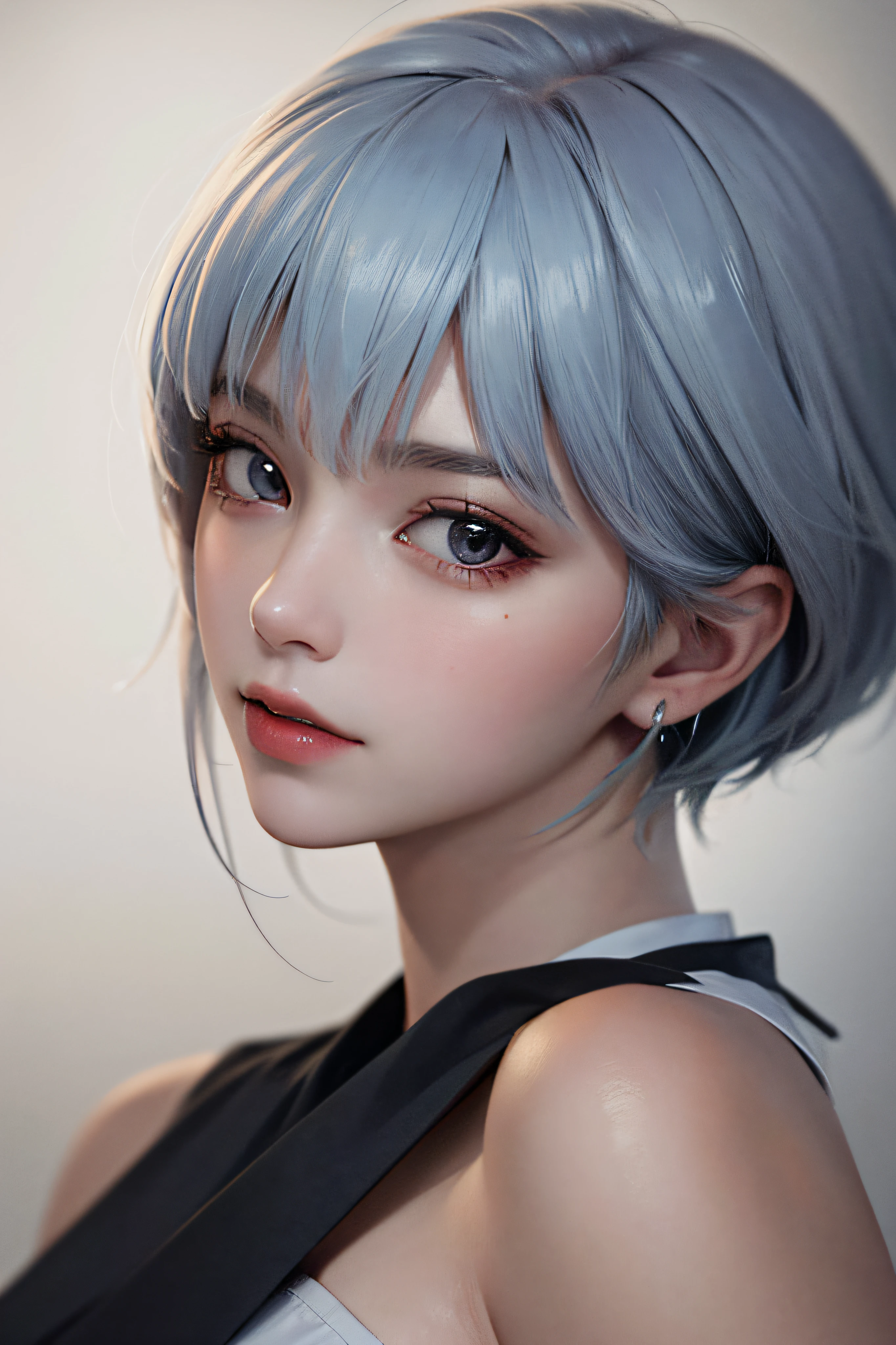 Masterpiece, best quality, 8k, detailed skin texture, detailed cloth texture, beautiful detail face, intricate detail, super detailed, portrait of Rei Ayanami, posing, no background