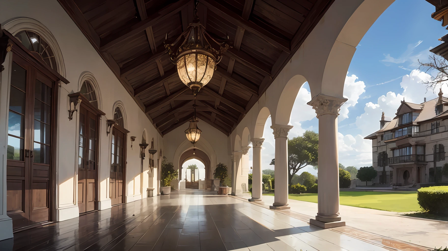 A majestic mansion with a unique architecture, combining African and Western influences. --auto