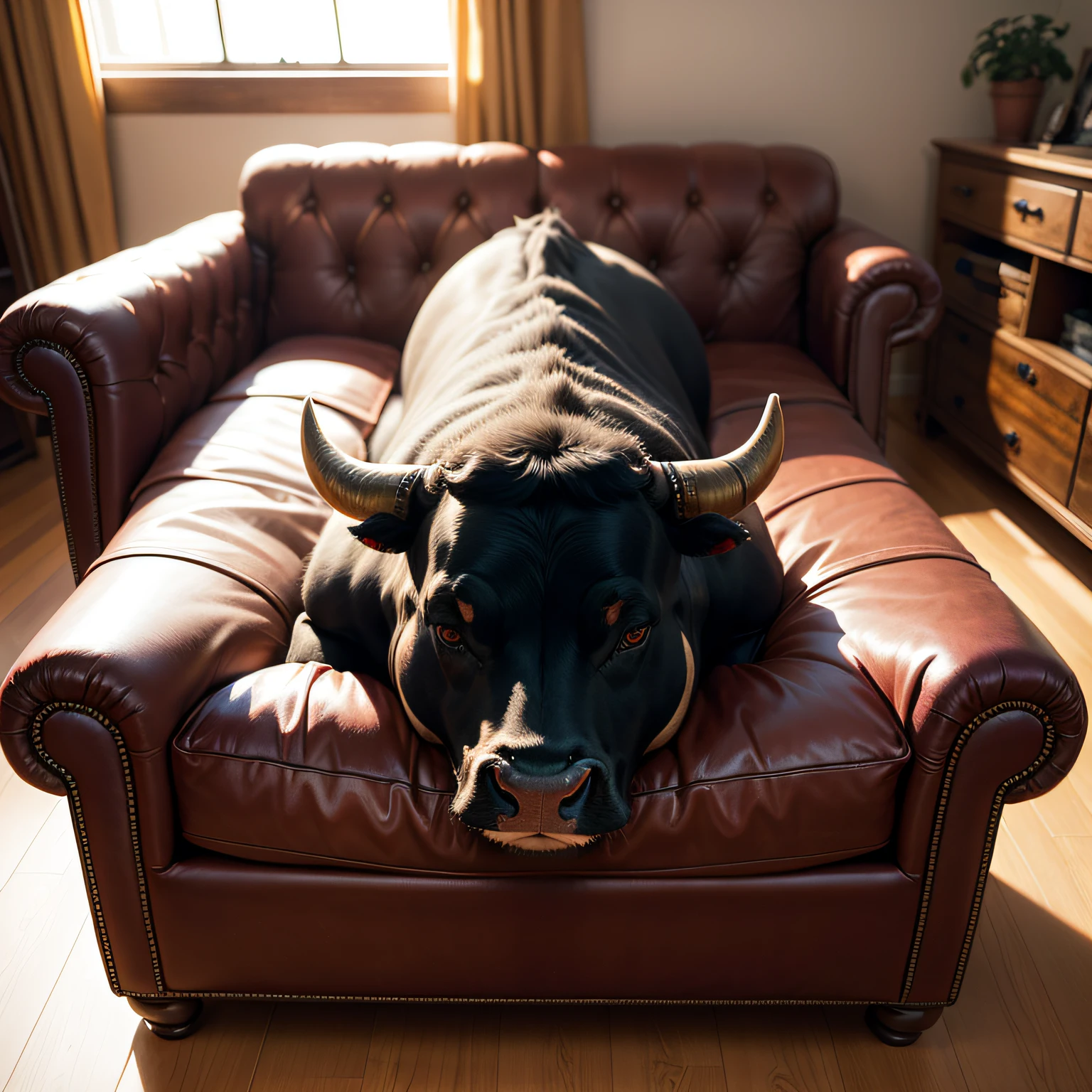 Big black bull sofa --auto