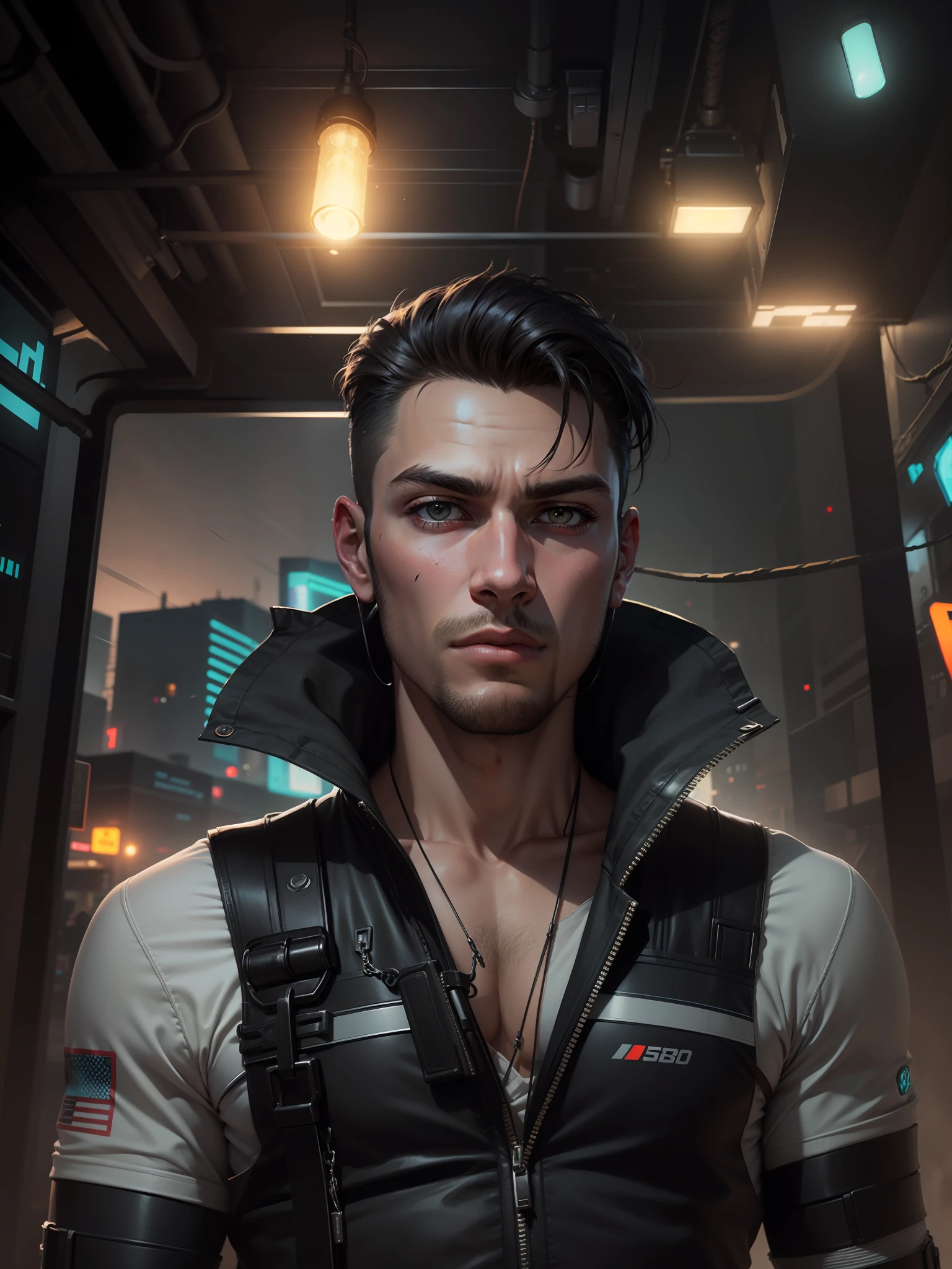 Change background cyberpunk handsome boy, realistic face, 8k, ultra realistic,
