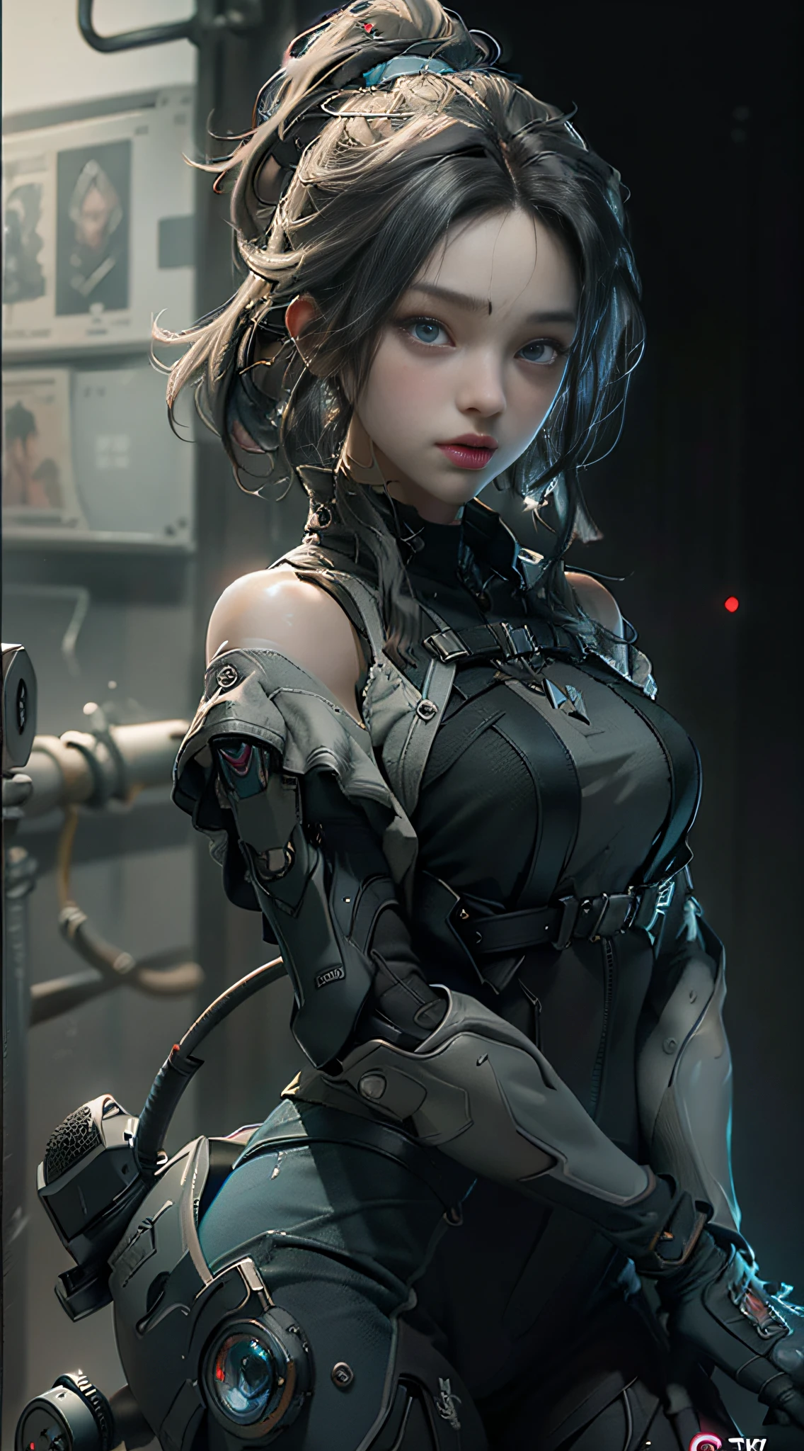 ((Best quality)), ((masterpiece)), (detailed:1.4), 3D, an image of a beautiful cyberpunk female,HDR (High Dynamic Range),Ray Tracing,NVIDIA RTX,Super-Resolution,Unreal 5,Subsurface scattering,PBR Texturing,Post-processing,Anisotropic Filtering,Depth-of-field,Maximum clarity and sharpness,Multi-layered textures,Albedo and Specular maps,Surface shading,Accurate simulation of light-material interaction,Perfect proportions,Octane Render,Two-tone lighting,Wide aperture,Low ISO,White balance,Rule of thirds,8K RAW,