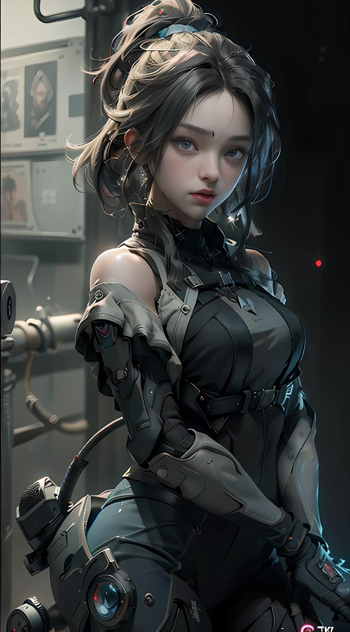 ((Best quality)), ((masterpiece)), (detailed:1.4), 3D, an image of a beautiful cyberpunk female,HDR (High Dynamic Range),Ray Tracing,NVIDIA RTX,Super-Resolution,Unreal 5,Subsurface scattering,PBR Texturing,Post-processing,Anisotropic Filtering,Depth-of-field,Maximum clarity and sharpness,Multi-layered textures,Albedo and Specular maps,Surface shading,Accurate simulation of light-material interaction,Perfect proportions,Octane Render,Two-tone lighting,Wide aperture,Low ISO,White balance,Rule of thirds,8K RAW,
