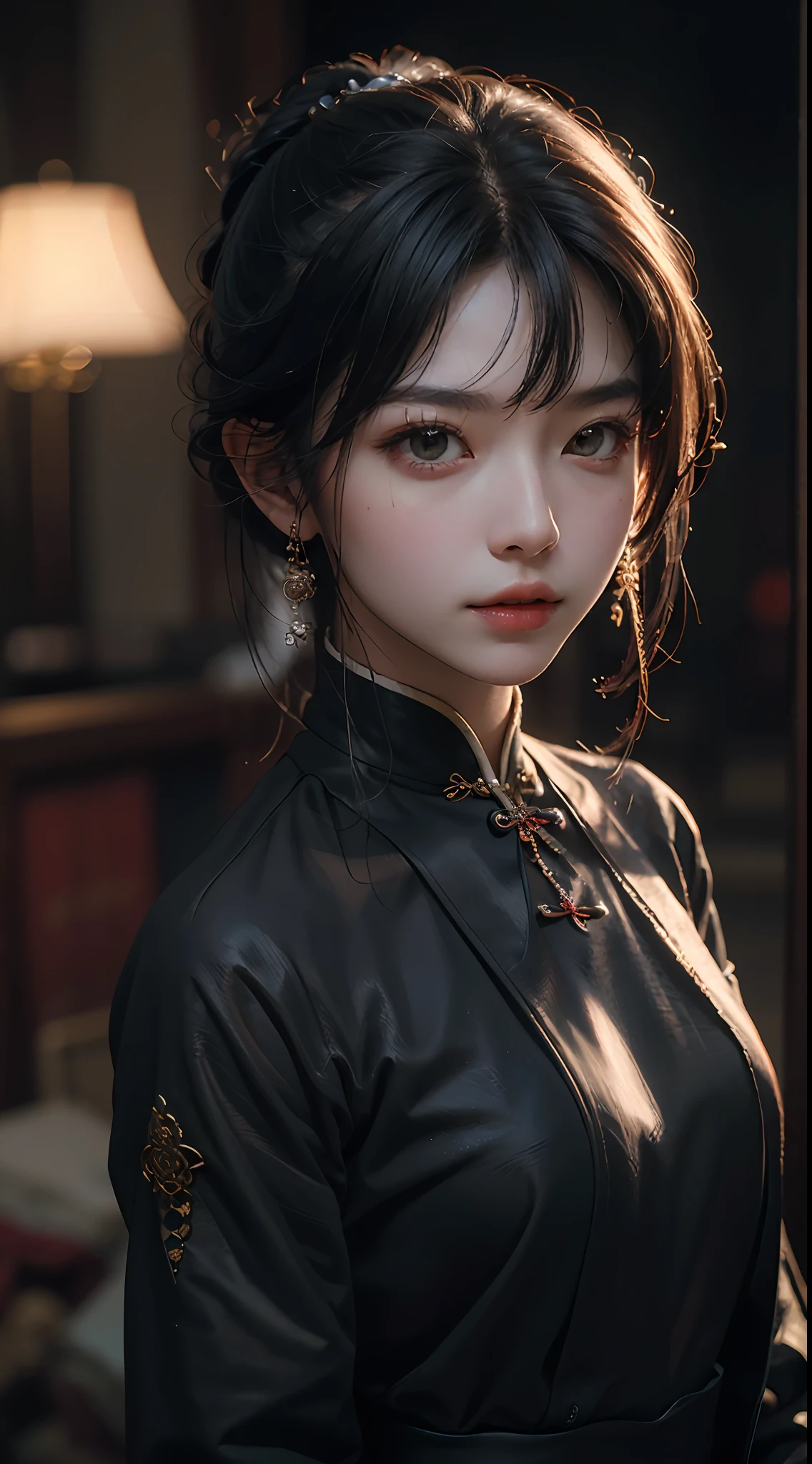 Best quality, (RAW photo: 1.2), (Masterpiece: 1.4), (Realistic: 1.4), (High resolution: 1.4), Chinese actress Guli Naza, depth of field, intricate details, 8k, very detailed, perfect lighting, epic background