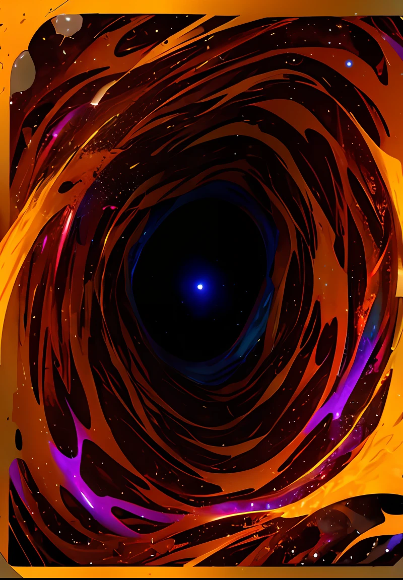 A demonic portal that distorts space, blue-purple flames and storms are generated in the distorted space, the center of the distortion is like a black hole, and everything around it is twisted and sucked into the center