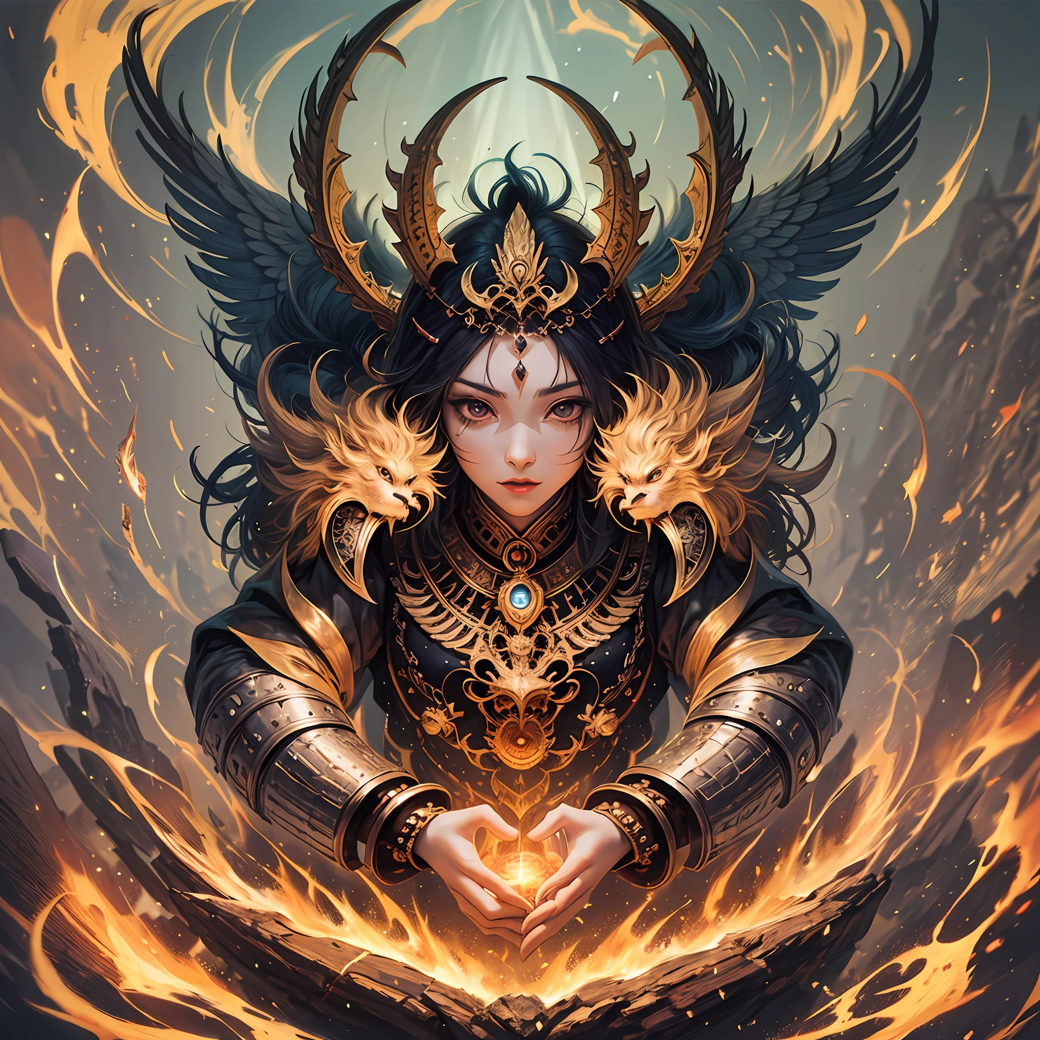 Mighty divine beast Pixiu, clear scales, colorful illustration style, 1080p picture quality, strong light and shadow, rich details, partial anime style, clear and complete fingers