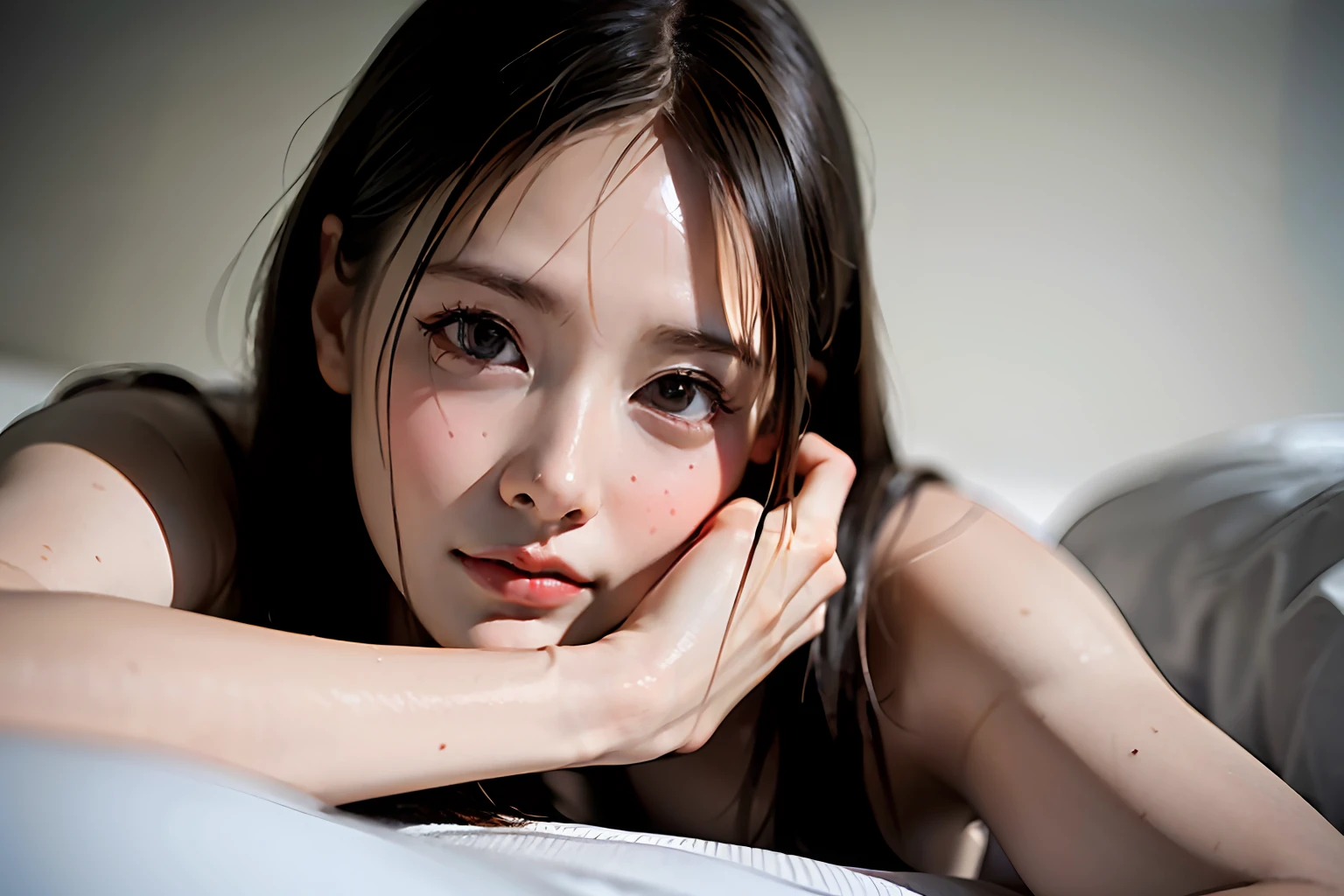 Top Quality, Ultra High Definition, (Realistic), 18 year old girl, Long Hair, , Sleeping on her back in bed, Living Room, Slender Body, Small Breasts, Pajamas, Evening, Hyper Detail, Ultra Realistic, (Photorealistic), Detail Beautiful Skin, (Masterpiece: 1.0), (Best Quality), (Ultra High Definition), 8k Resolution, Canon EOS R5, 35mm, Absurd, Super detail, sharp focus, detailed skin texture, cinematic lighting
, (random view)